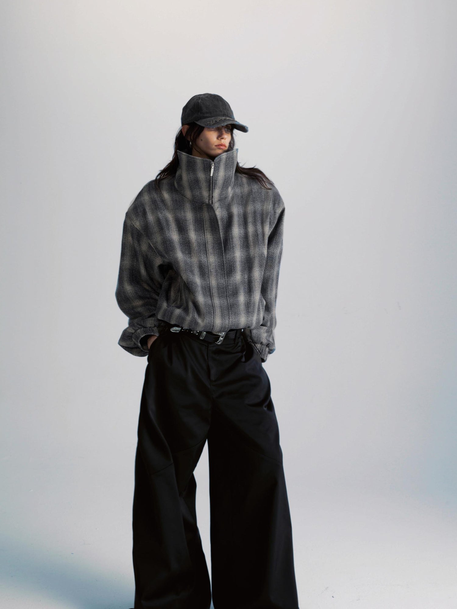 commonce net Black Wide Leg Pleated Pants with Drawstring Hem