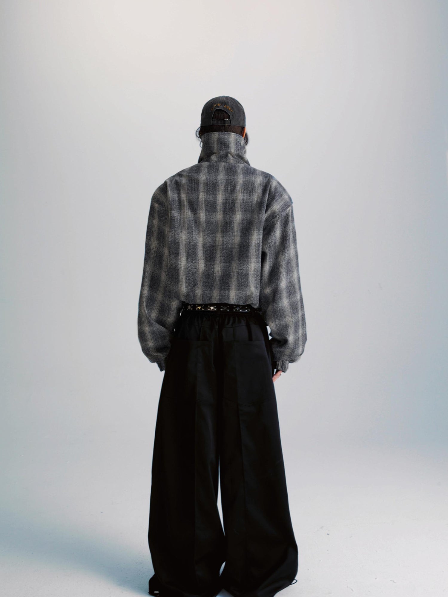 commonce net Black Wide Leg Pleated Pants with Drawstring Hem