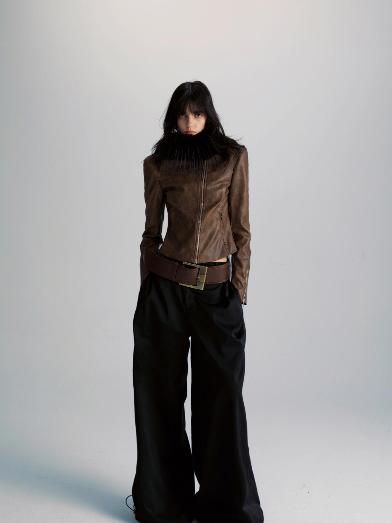 commonce net Black Wide Leg Pleated Pants with Drawstring Hem