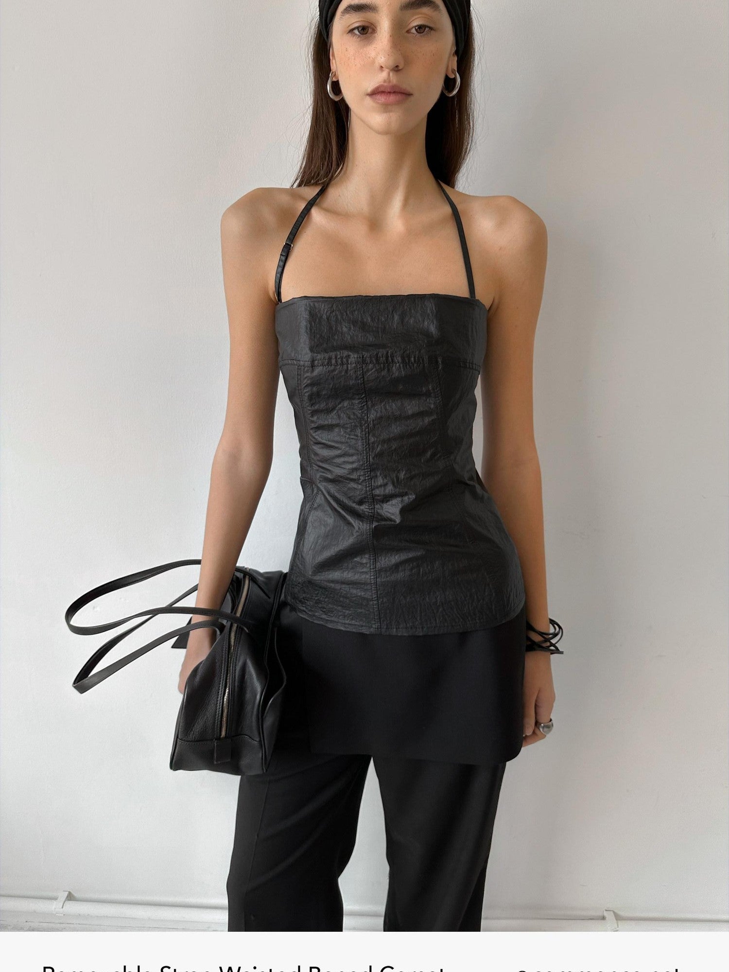 commonce net Boned Waist Cinching Zipper Removable Straps Women&