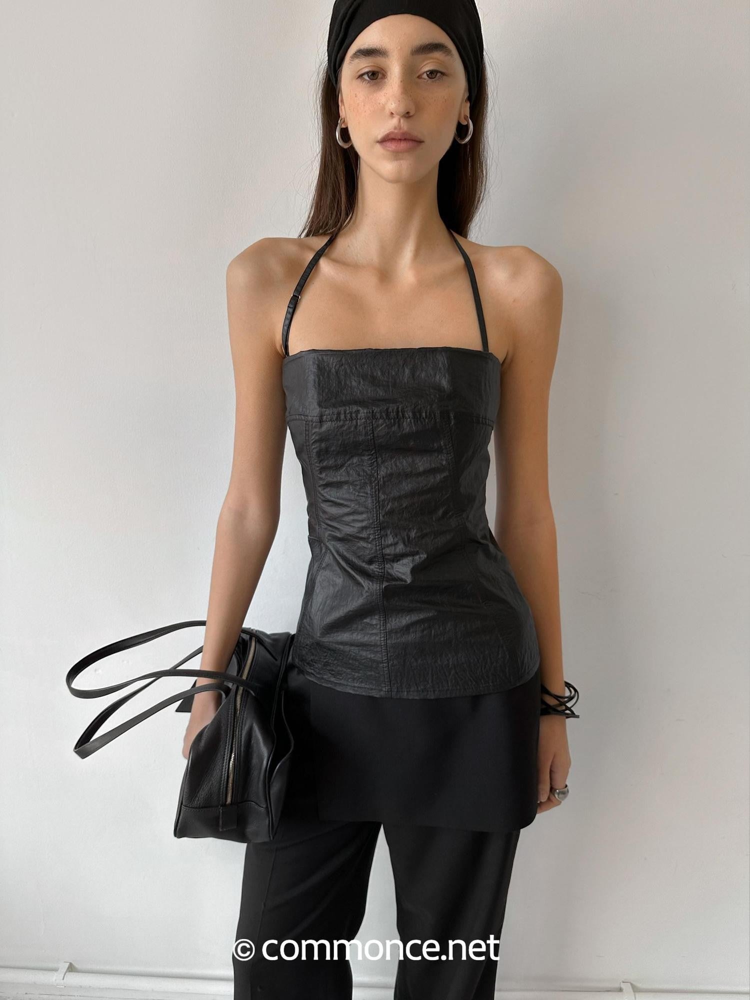 commonce net Boned Waist Cinching Zipper Removable Straps Women&