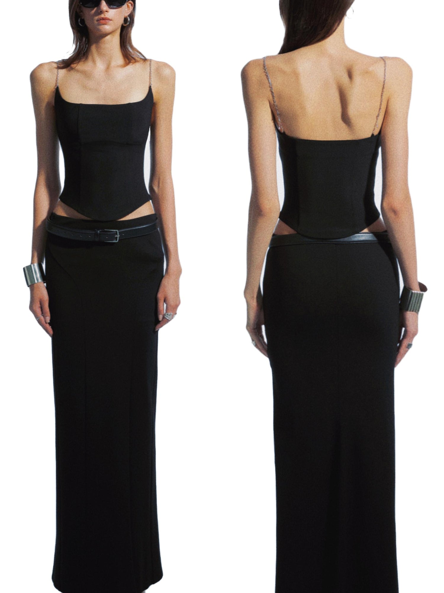 commonce net Chain Split Strap Top