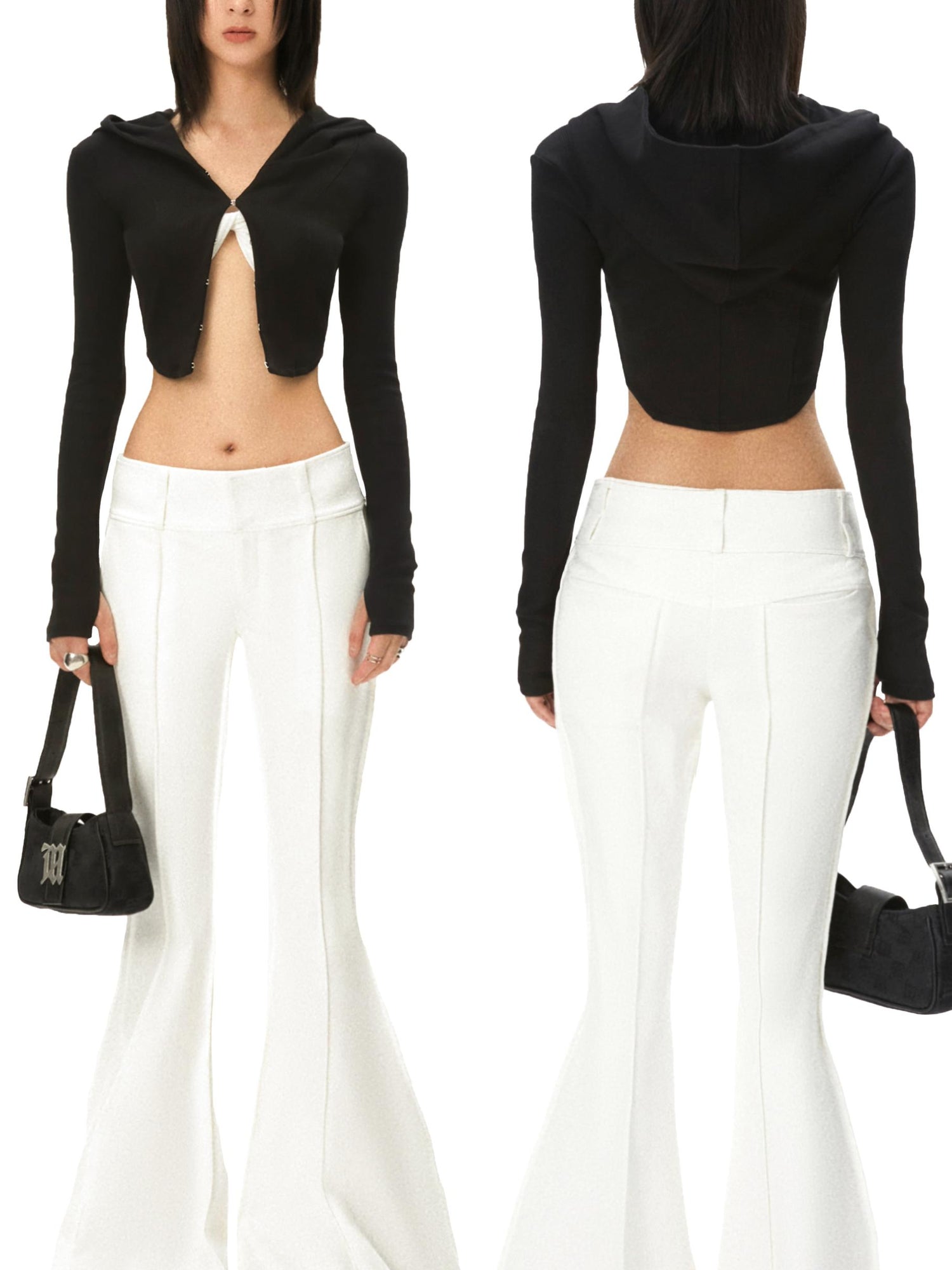 Curved Hem Hooded Knit Top