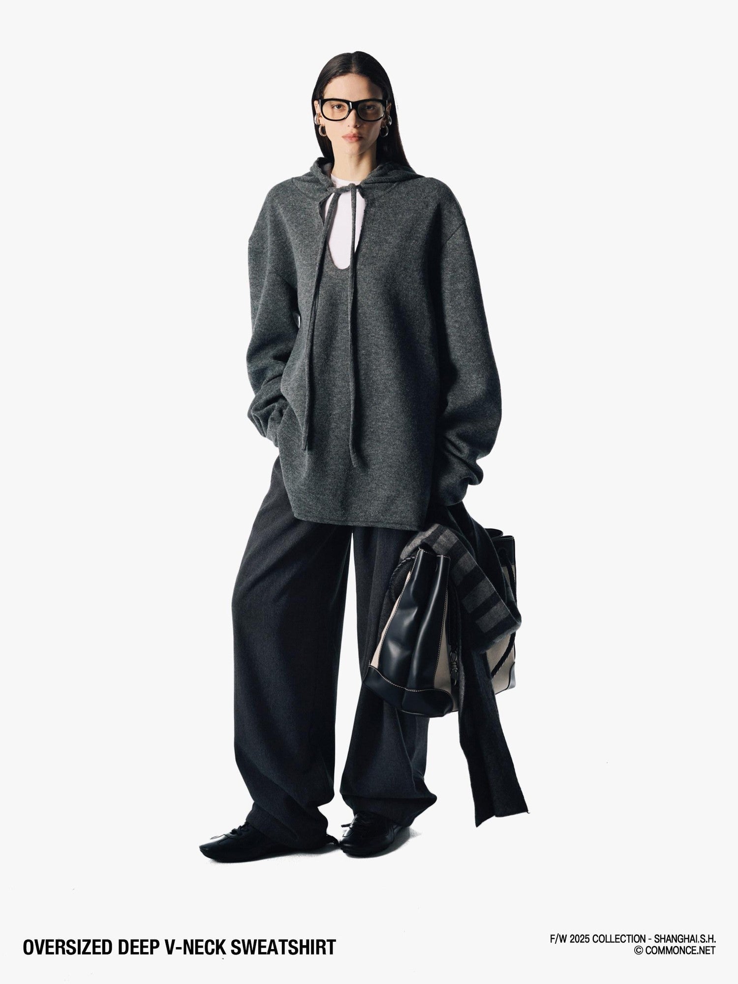 commonce net Deep V Drawstring Frayed Women&