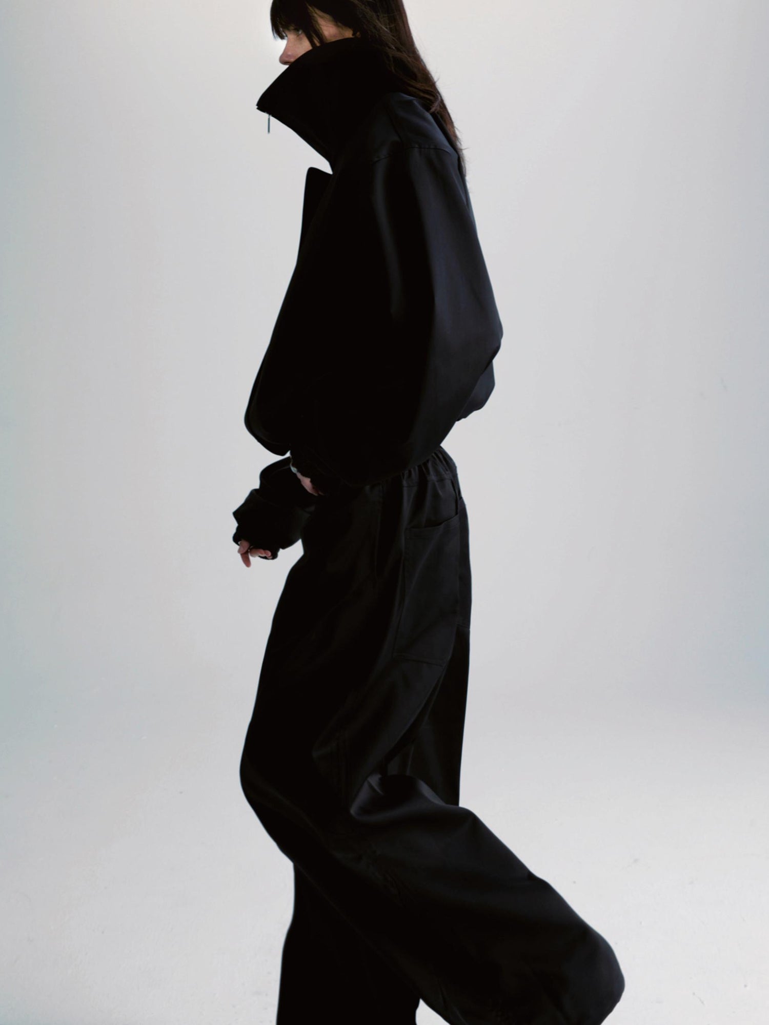 Double Zipper Oversized Drawstring Jacket