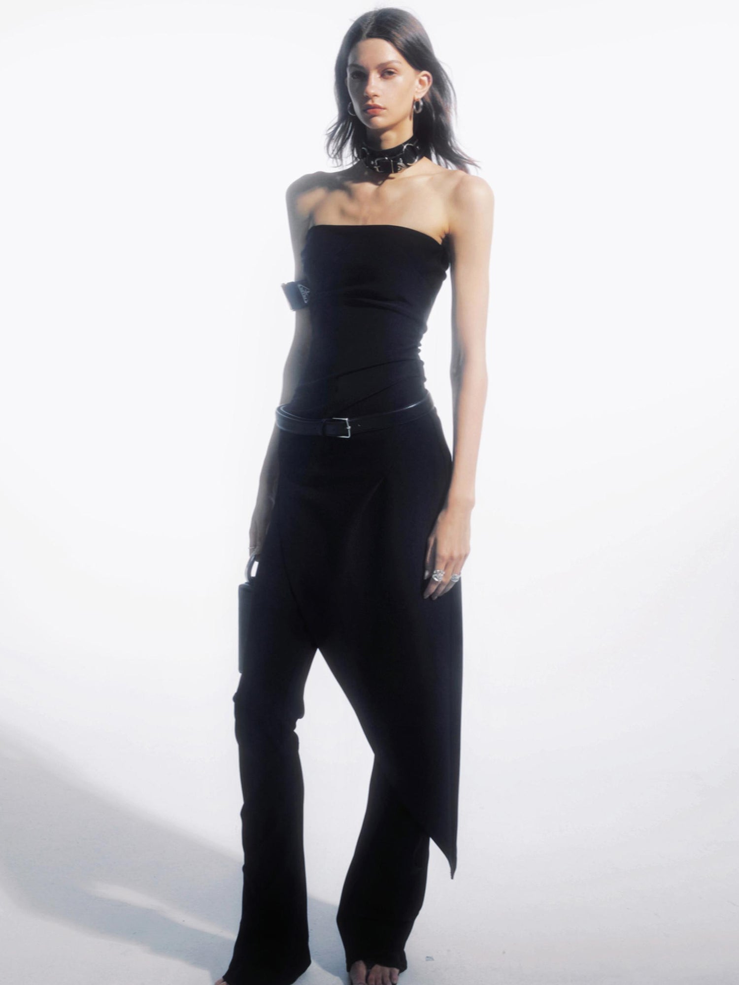 commonce net Draped Asymmetric Flared Pants
