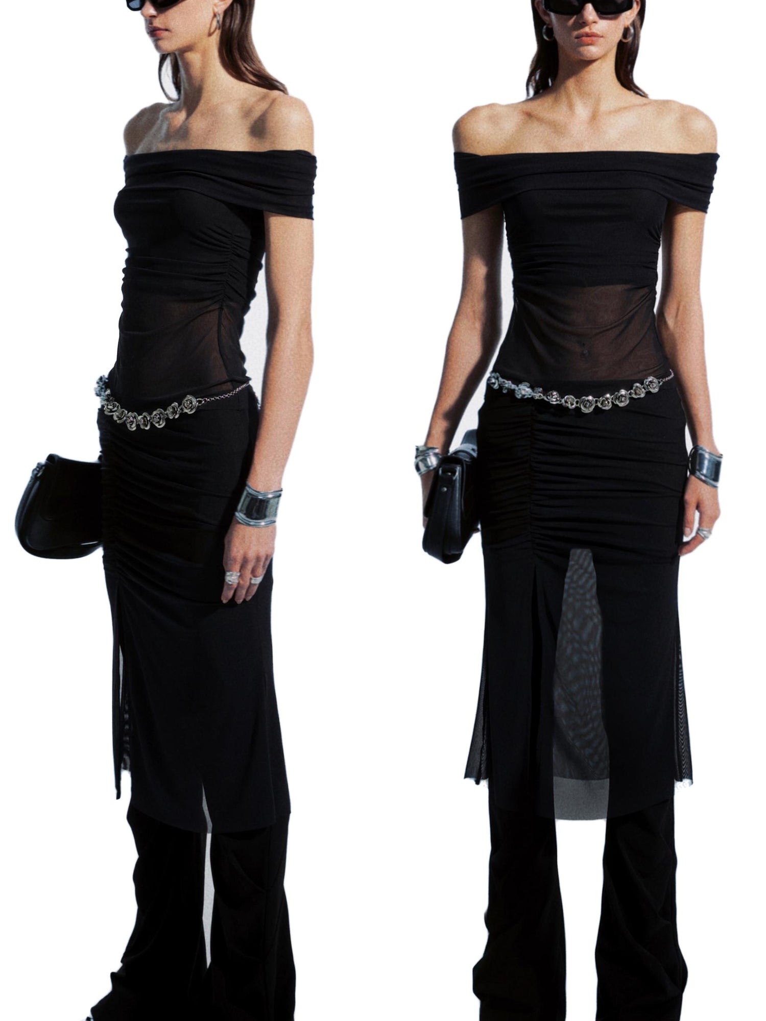 commonce net Draped Asymmetric Flared Pants