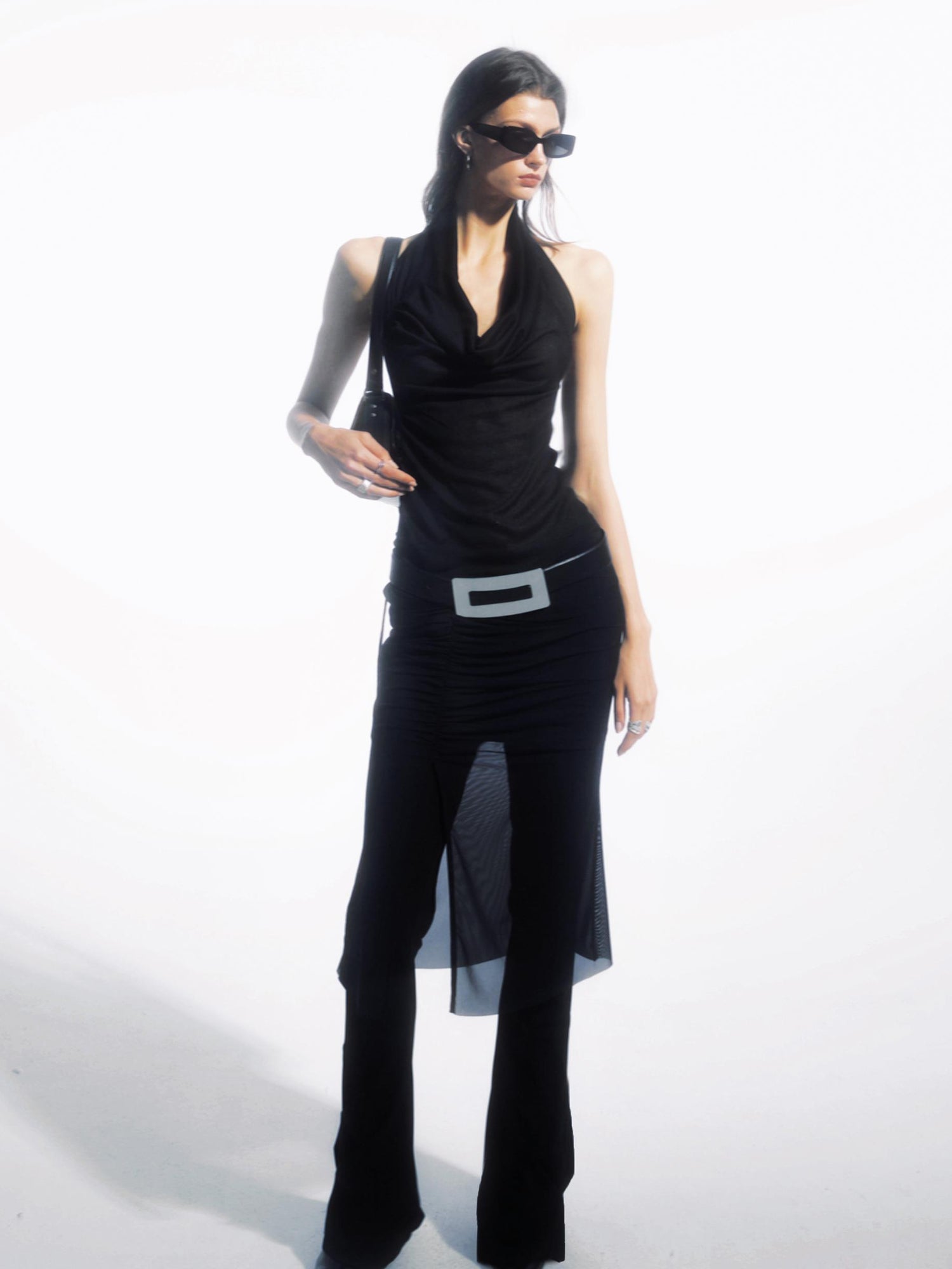 commonce net Draped Asymmetric Flared Pants