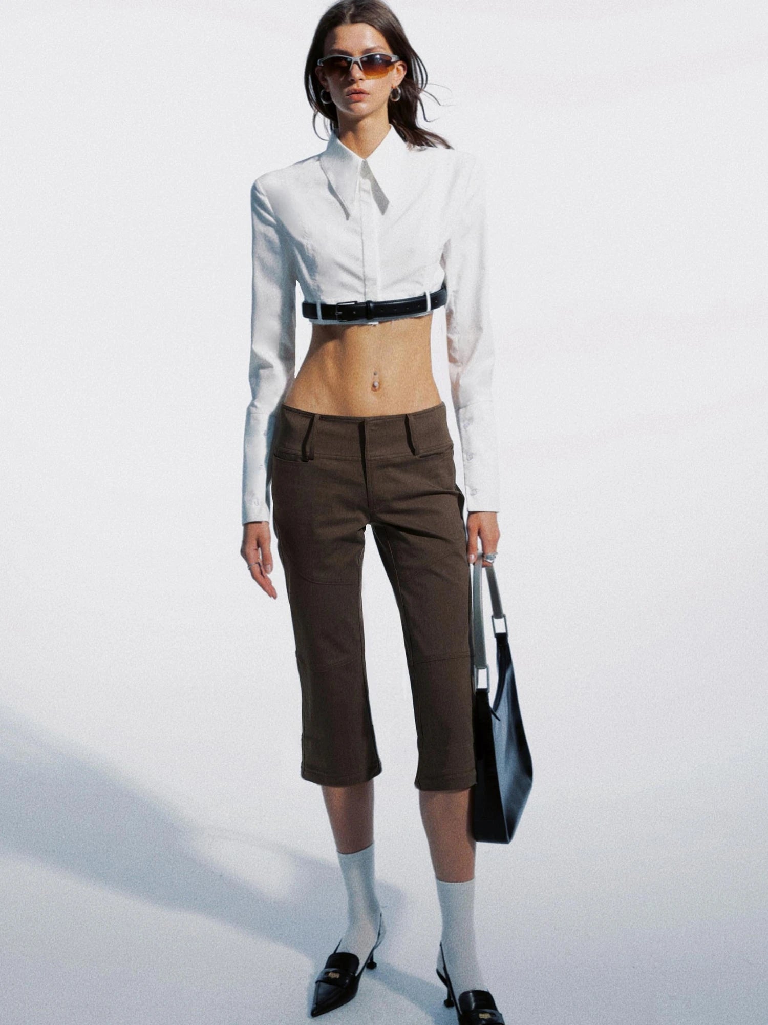 Draped Asymmetrical Detachable Leg Low Rise Cargo Pants