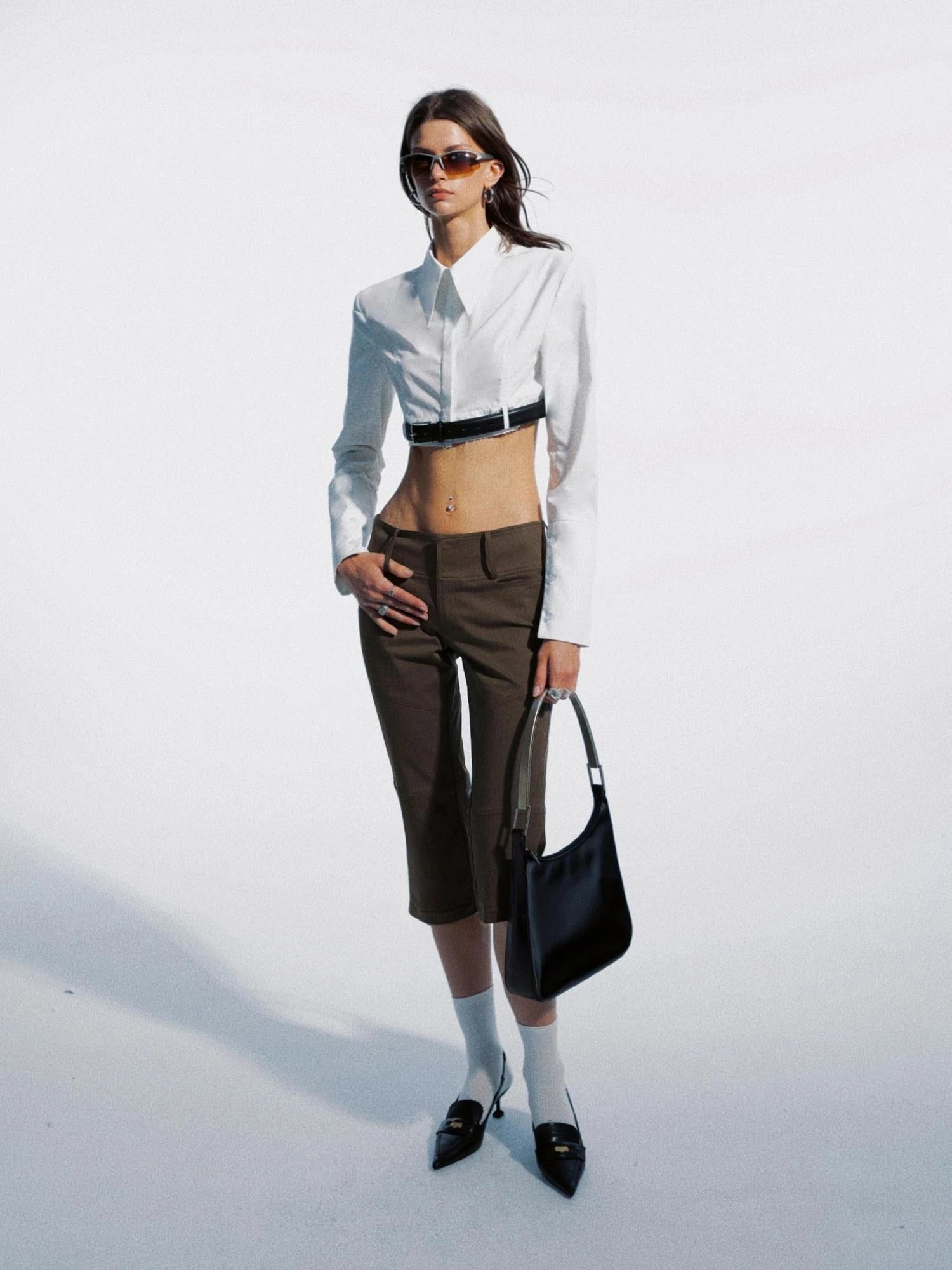Draped Asymmetrical Detachable Leg Low Rise Cargo Pants