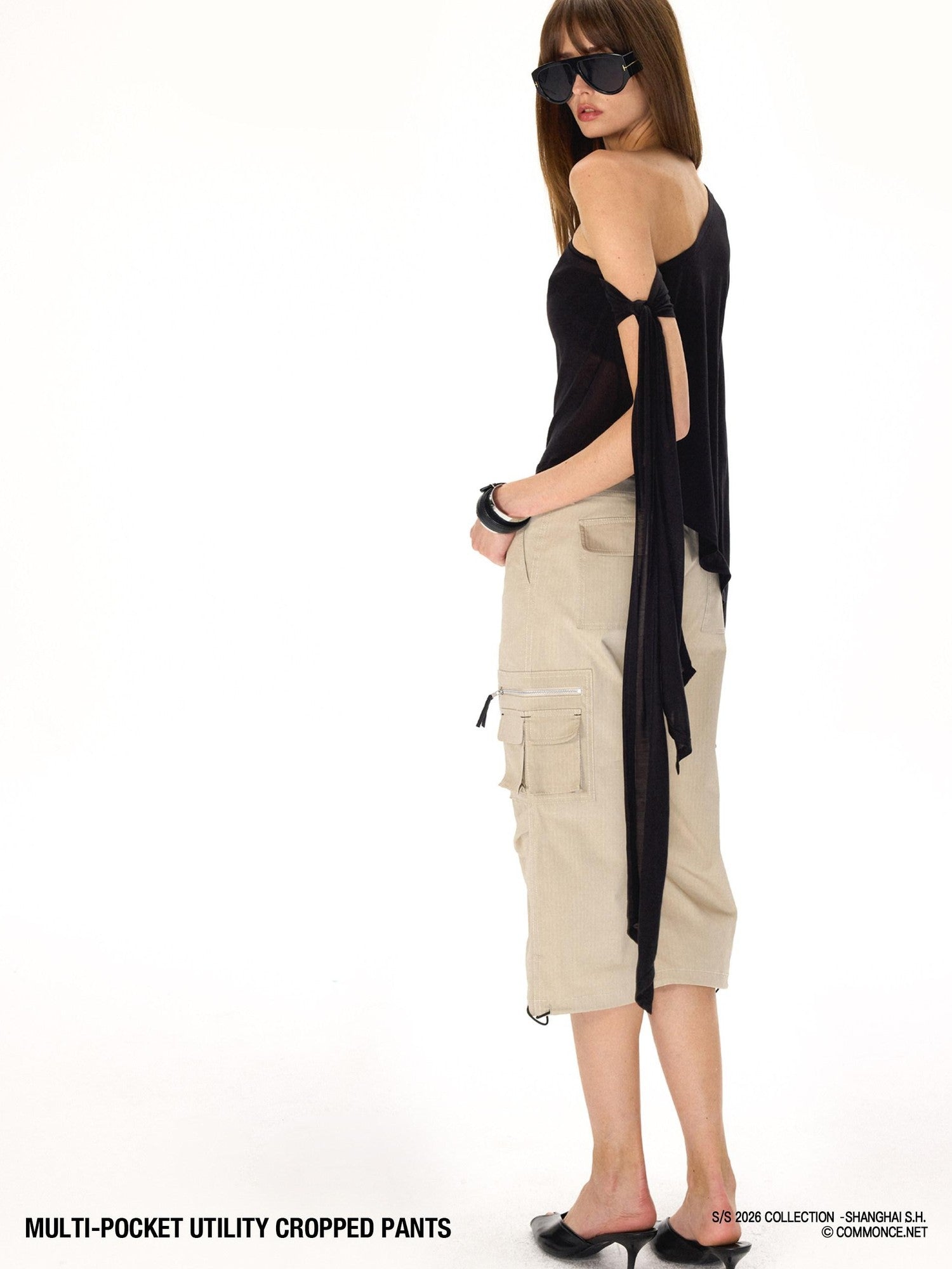commonce net Drawstring Tie Multi Pocket 3d Cargo Women&