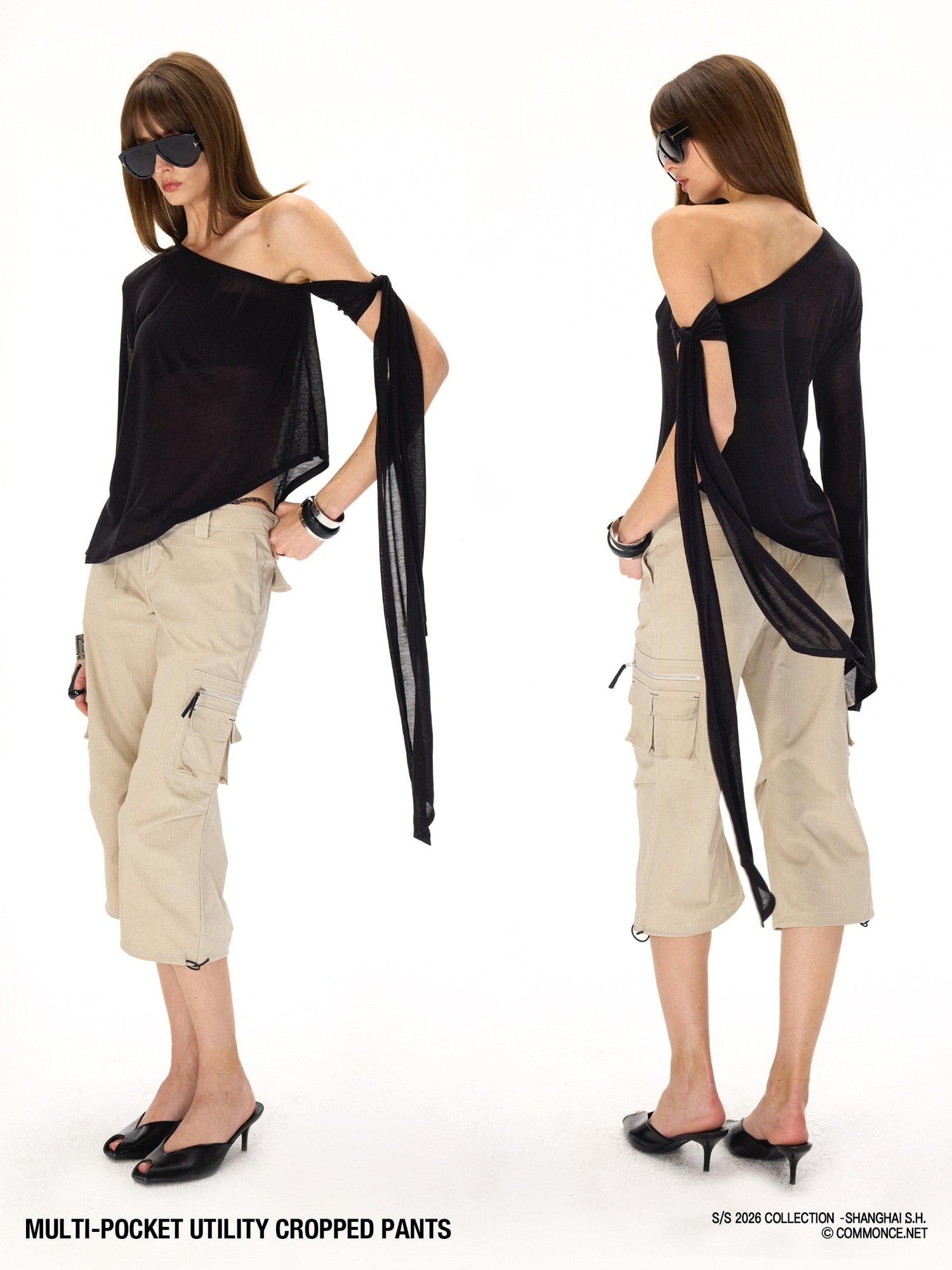 commonce net Drawstring Tie Multi Pocket 3d Cargo Women&