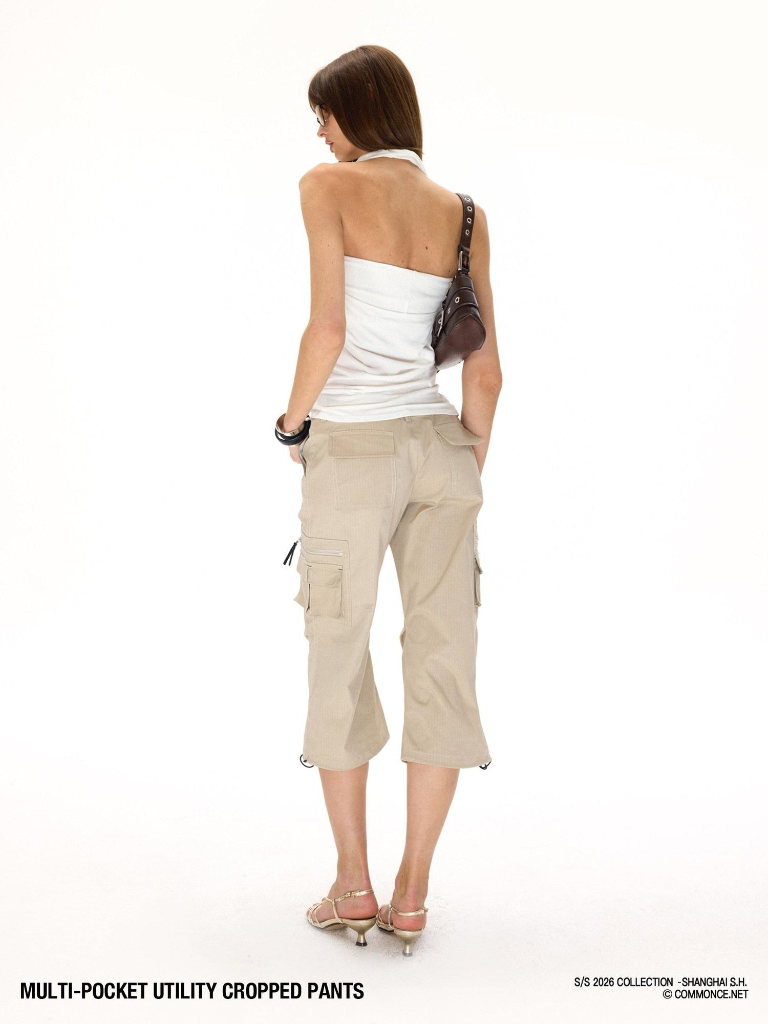 commonce net Drawstring Tie Multi Pocket 3d Cargo Women&