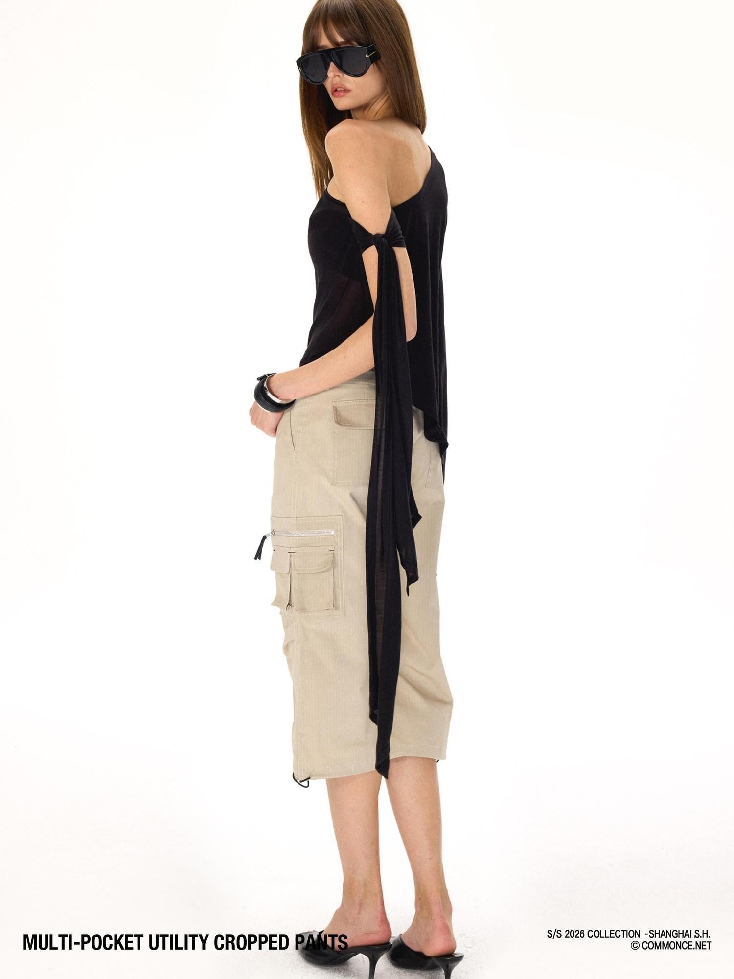 commonce net Drawstring Tie Multi Pocket 3d Cargo Women&