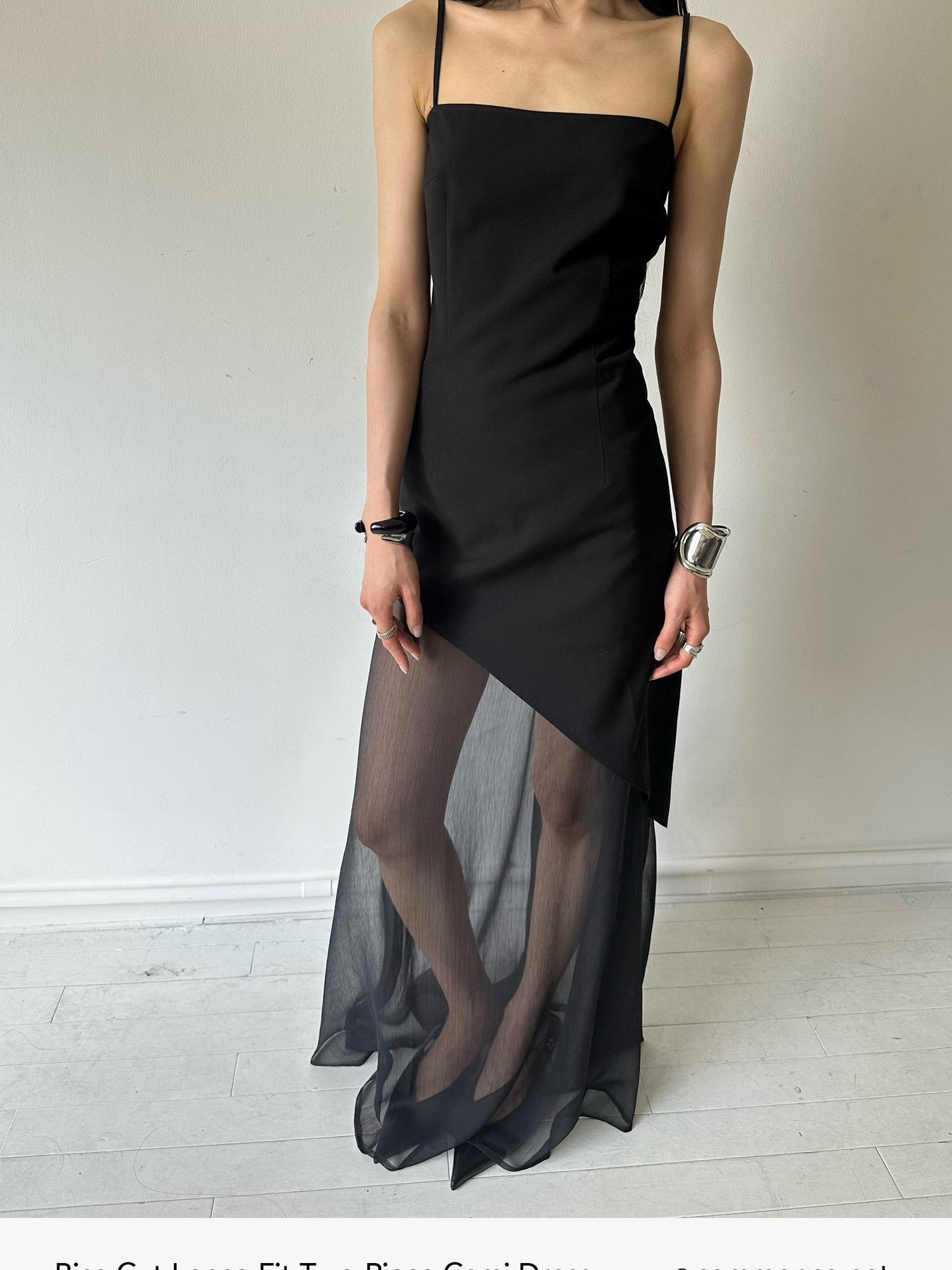 commonce net Gothic Asymmetric Sheer Spaghetti Set Women&