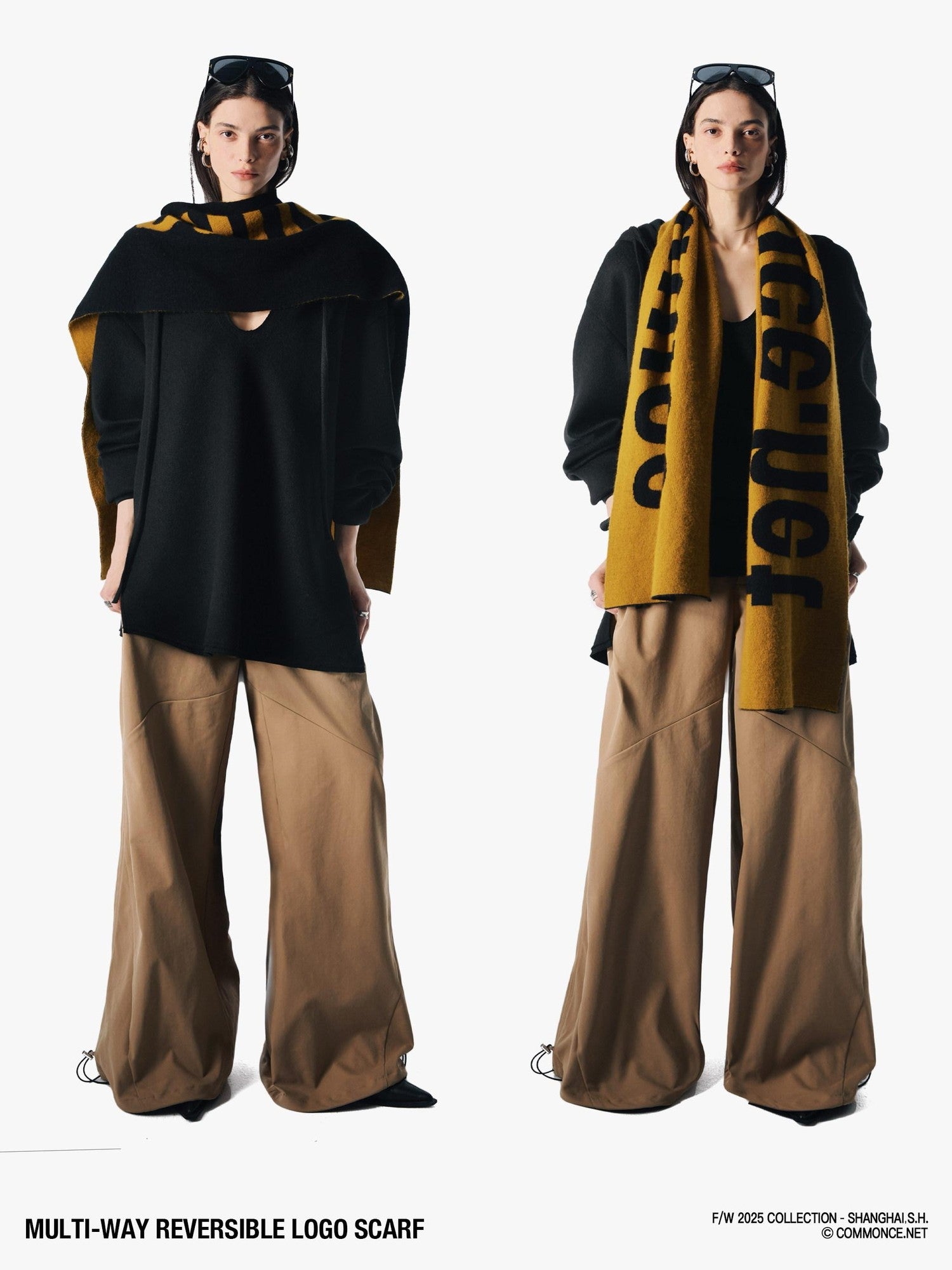 commonce net Mustard Plush Colorblock Logo Women&