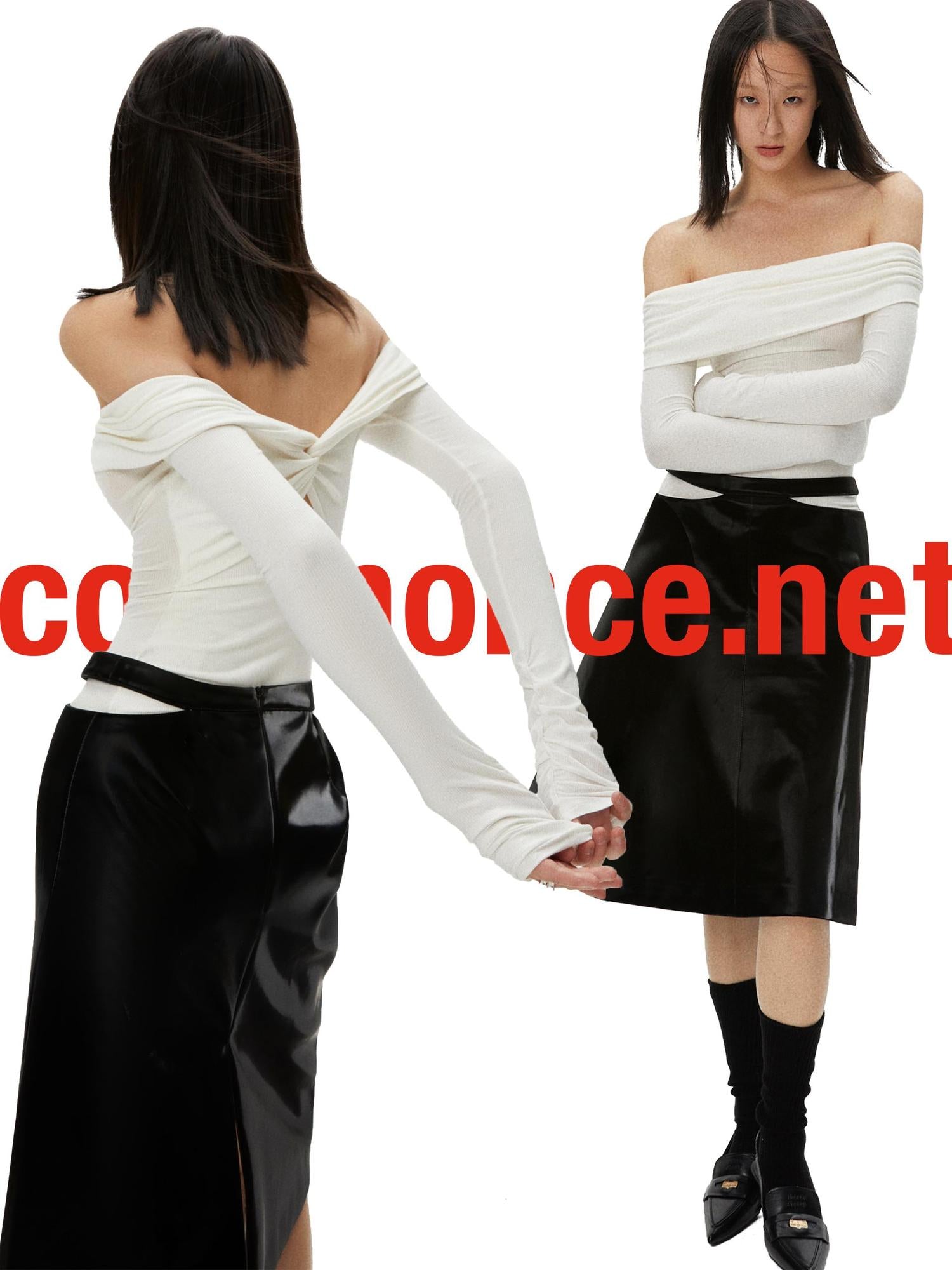 commonce net One Shoulder Twist Knot Cutout Layered Top