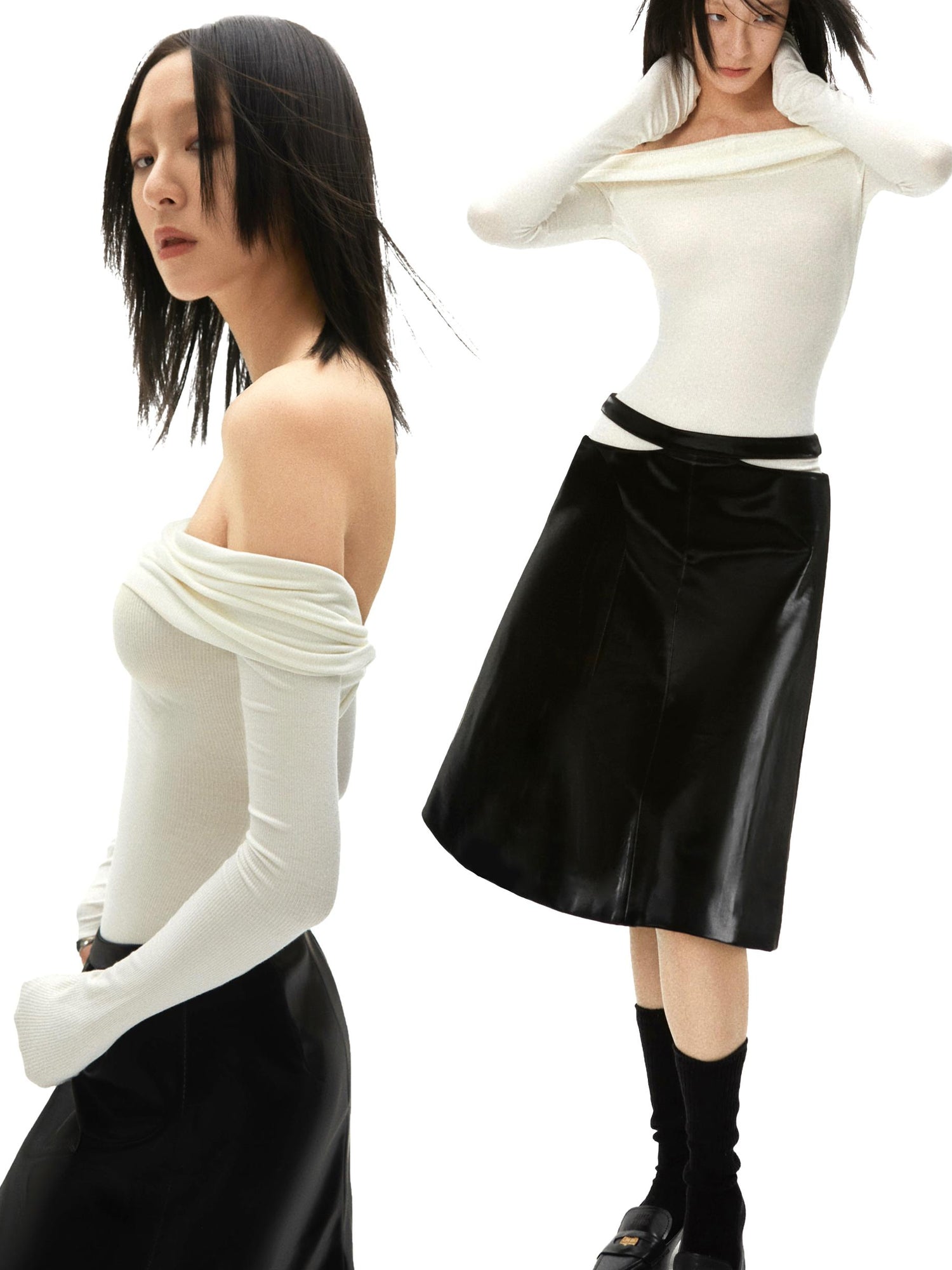 commonce net One Shoulder Twist Knot Cutout Layered Top