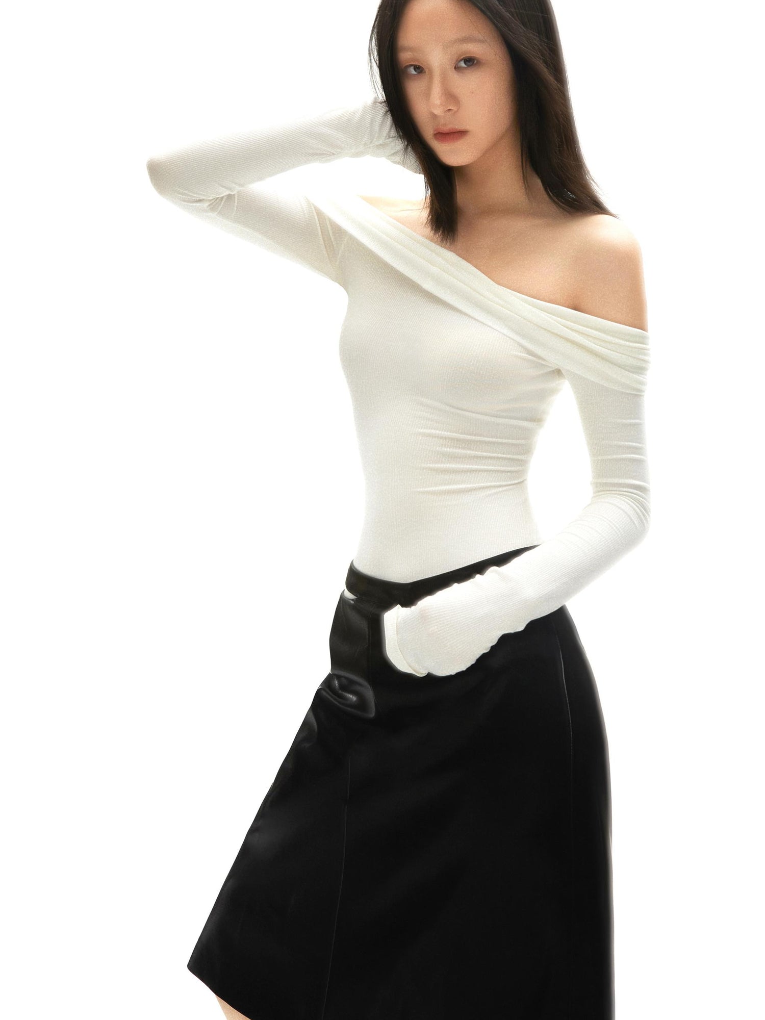 commonce net One Shoulder Twist Knot Cutout Layered Top