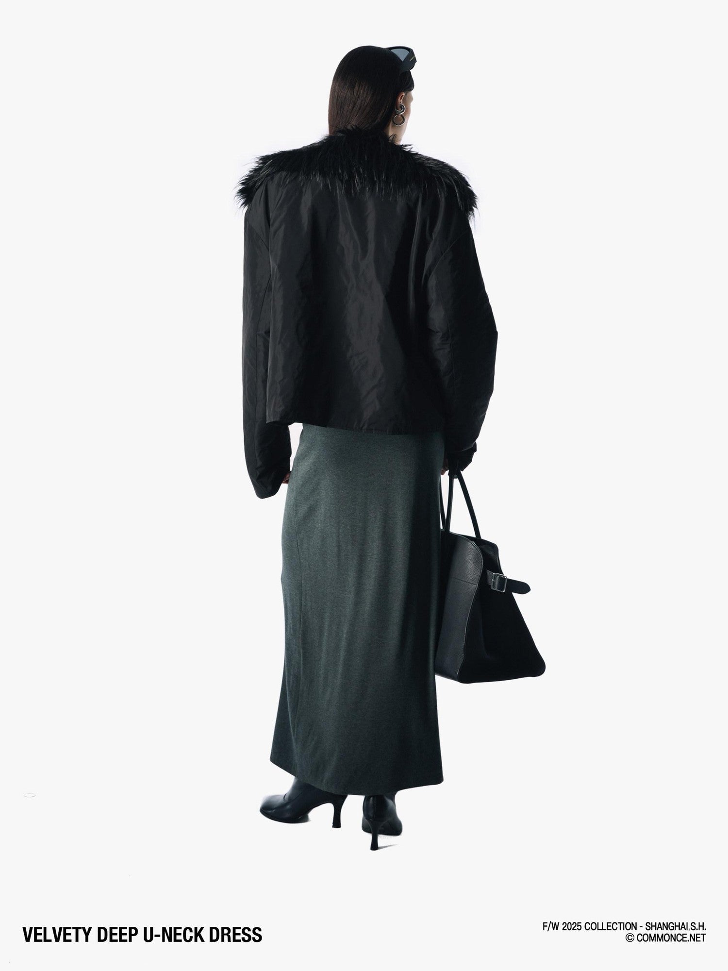 commonce net Plush Dark Deep U Ruched Spliced Women&
