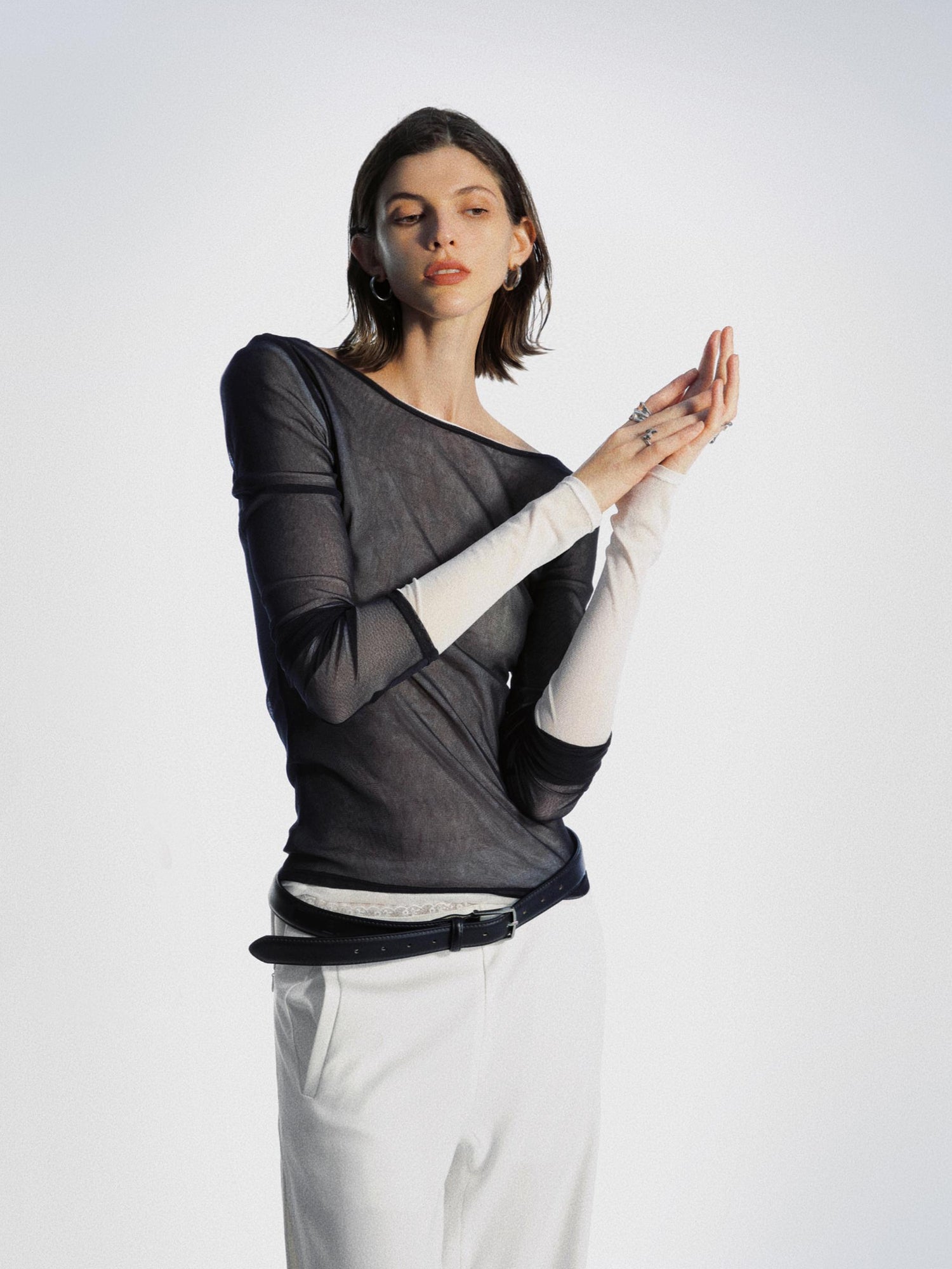 commonce net Reversible Sheer Ribbed Base Layer T-shirt