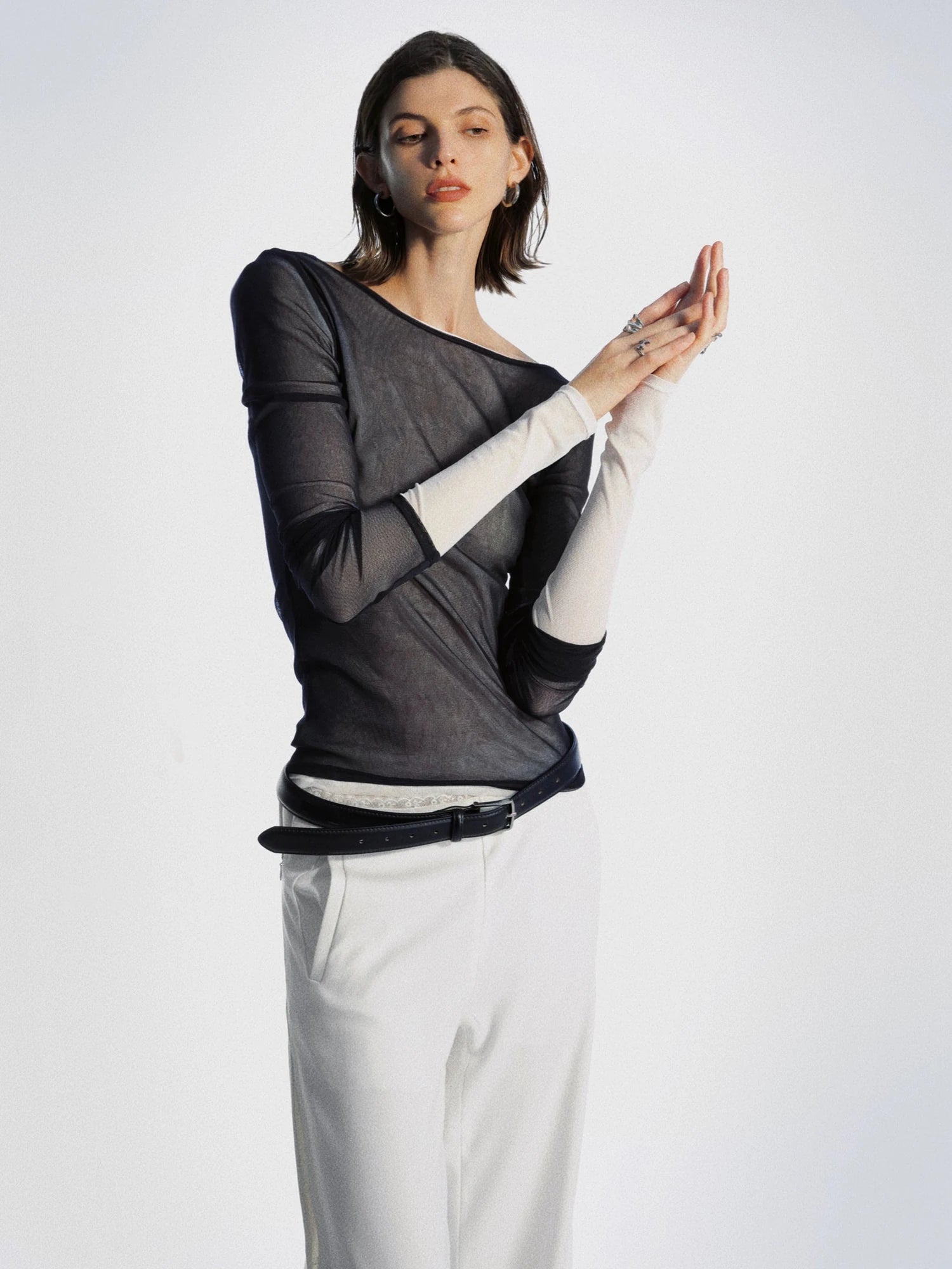 Reversible Sheer Ribbed Base Layer T-shirt