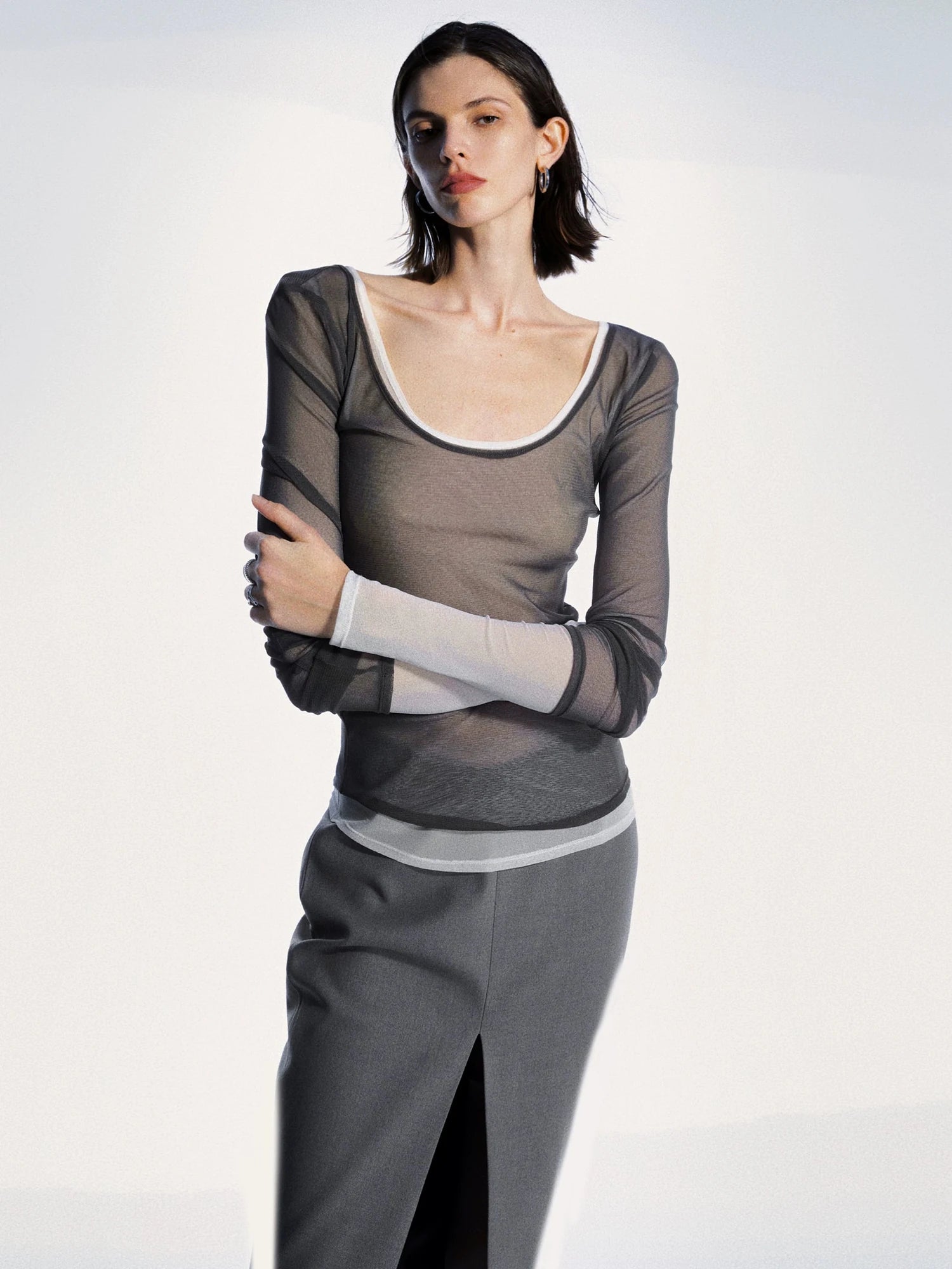Reversible Sheer Ribbed Base Layer T-shirt