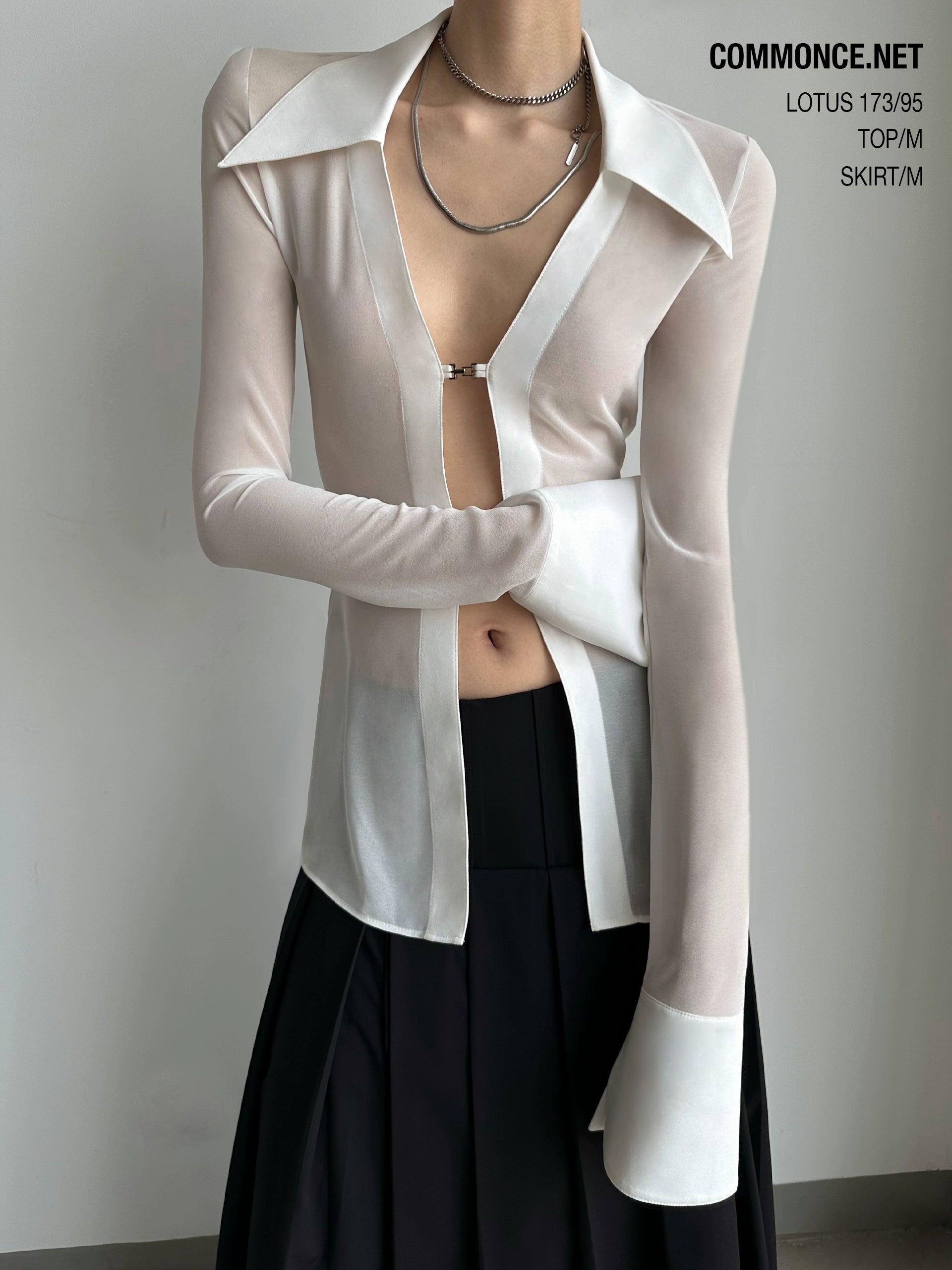 commonce_net_Sheer_Clasp_Waist_Defining_Metal_Button_Shirt_MISSTT