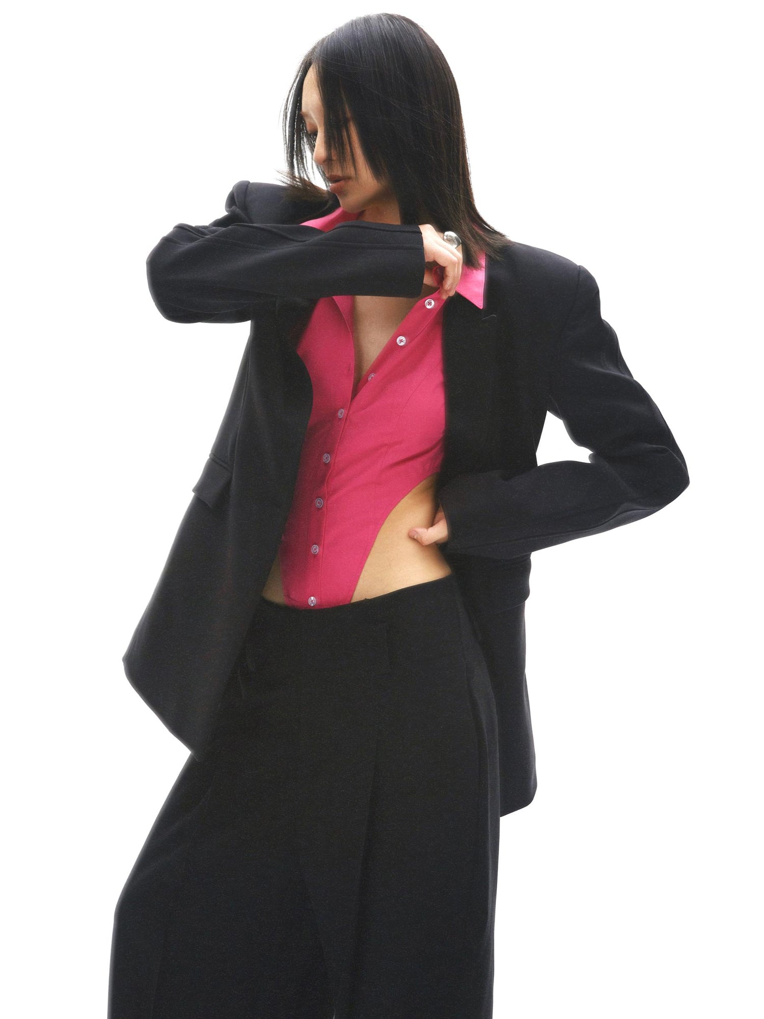 commonce net Sleeveless Rose Pink Button Up Jumpsuit