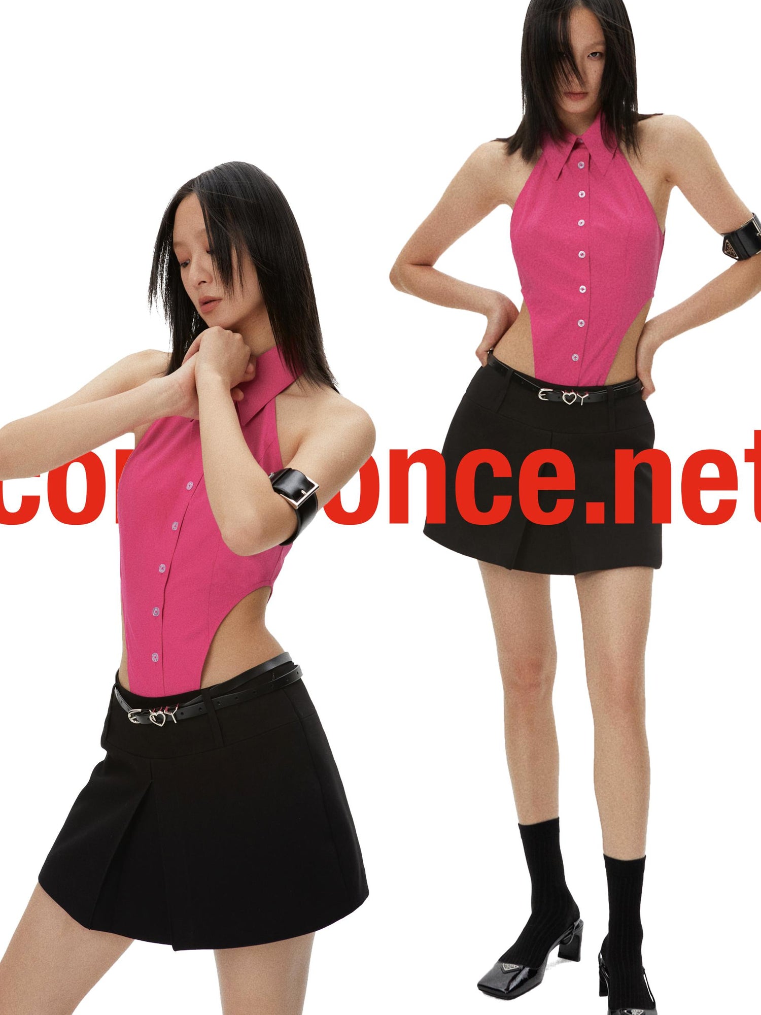 commonce net Sleeveless Rose Pink Button Up Jumpsuit