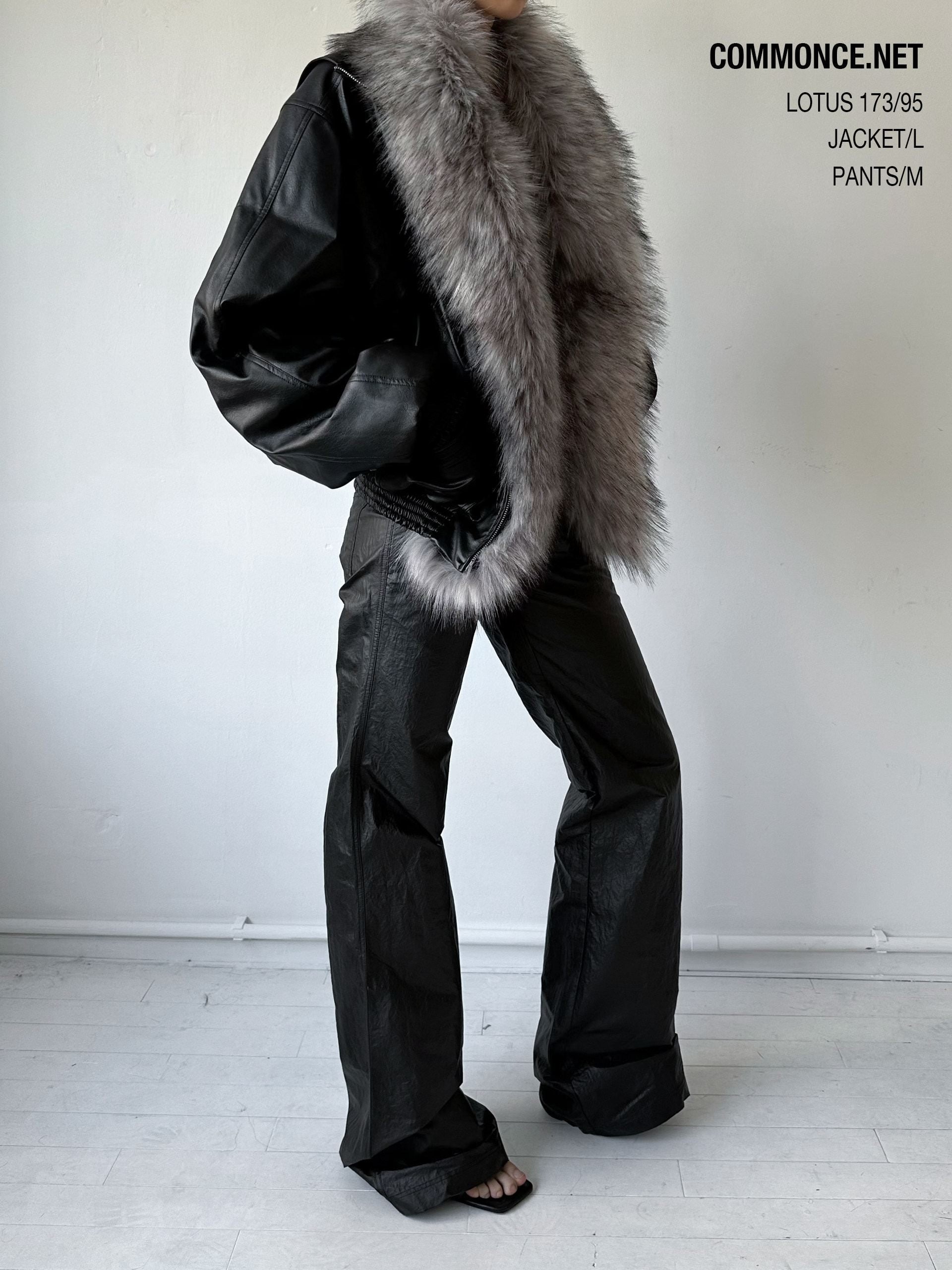 commonce_net_Solid_Detachable_Fur_Collar_Zip_Front_Women&