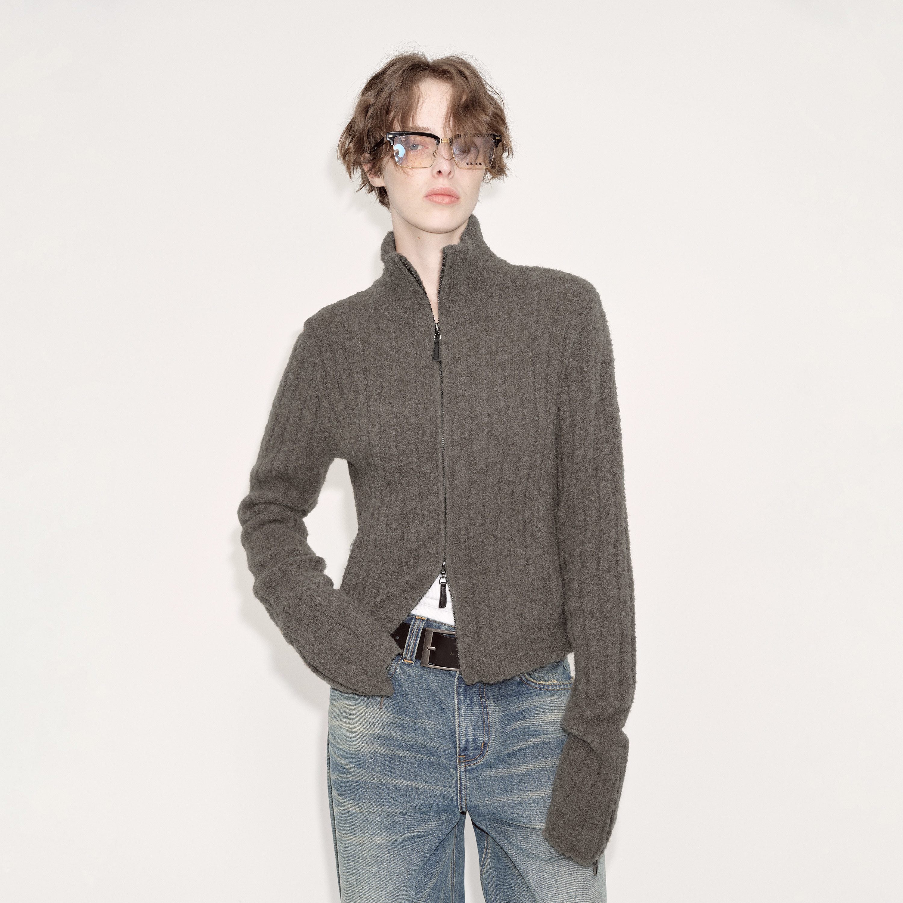 RUN_TO_THE_FUTURE_Acrylic_Wool_Blend_Slim_Zip_High_Neck_Office_Cropped_Olive_Cardigans_MISSTT