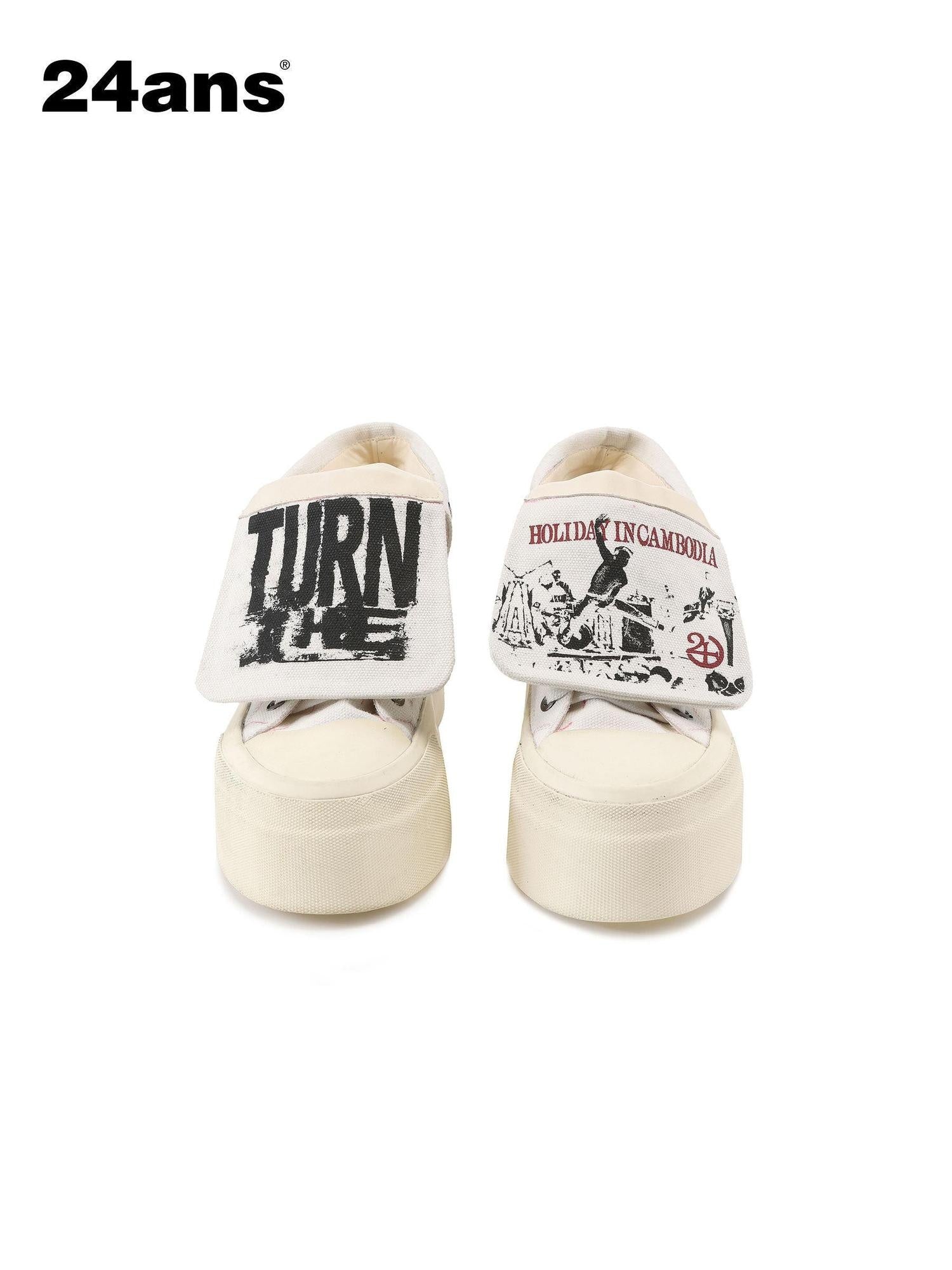 24ans Lightweight Cross Strap Casual Low Top Round Toe Youth Black White Sneakers