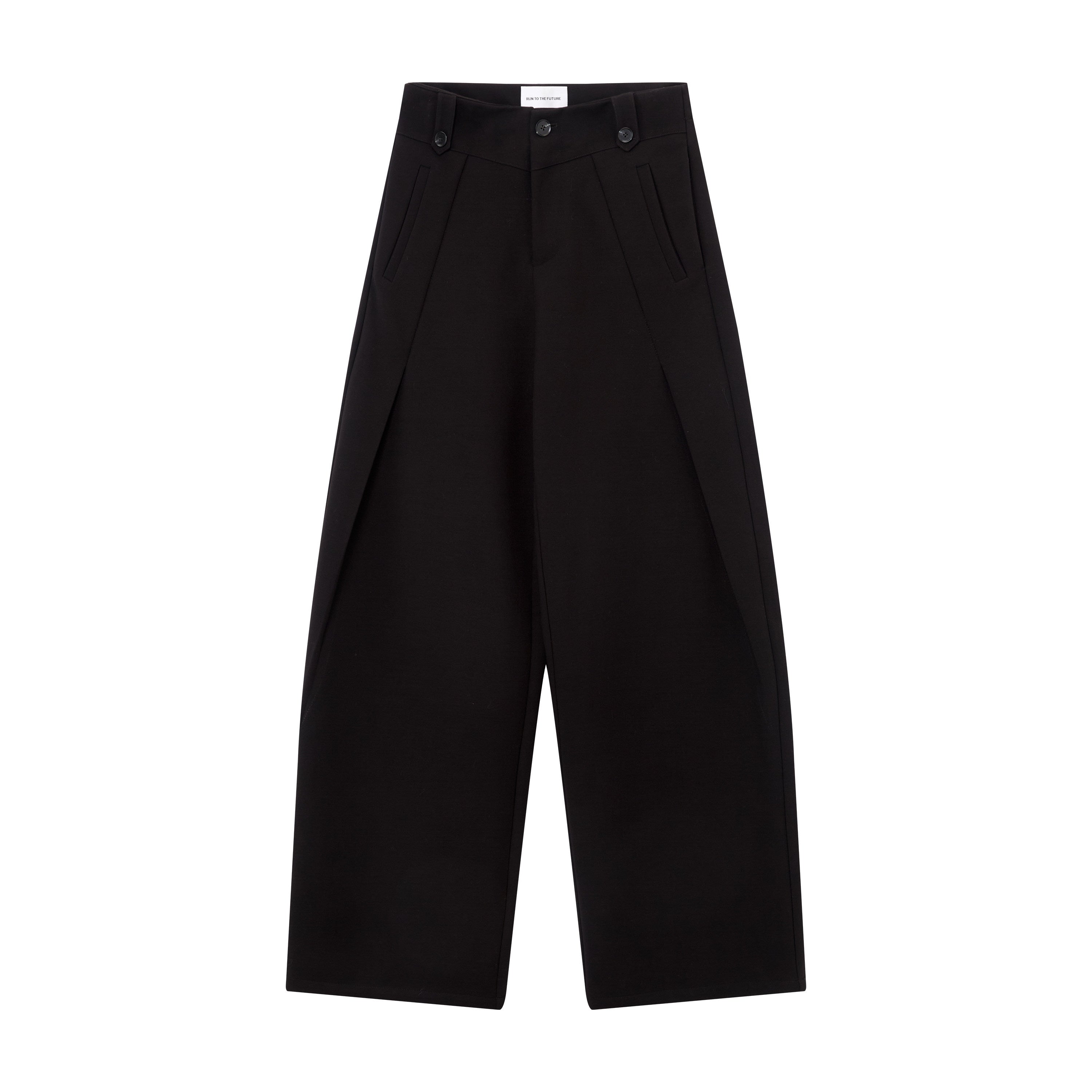 RUN_TO_THE_FUTURE_Flattering_Mid_Rise_Minimalist_Straight_Cut_Office_Gray_Black_Wide-Leg_Pants_MISSTT