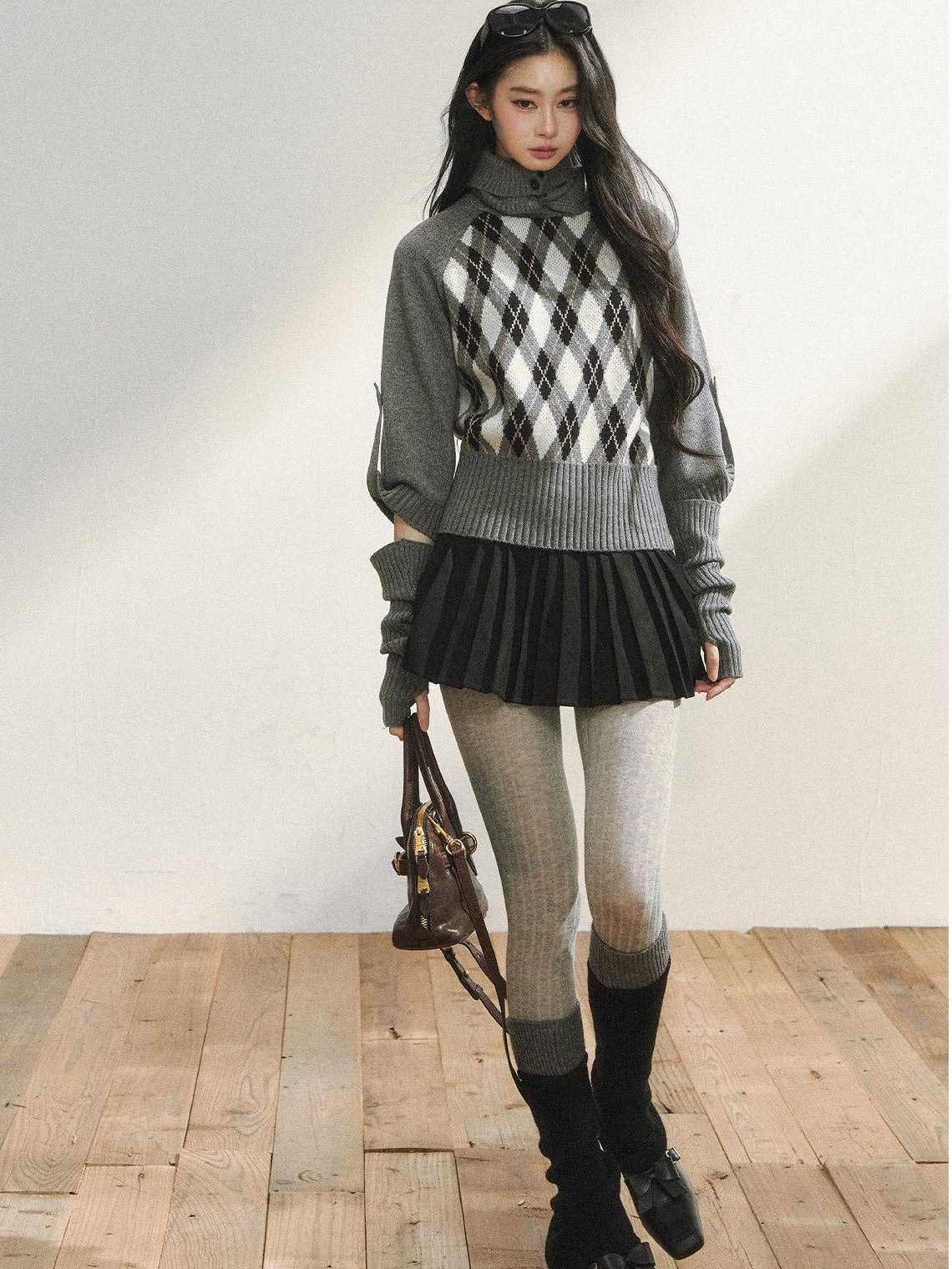 7Shiftin Cozy Vintage Slim Fit Turtleneck Pullover Women Plaid Knitwear Tops Sweaters