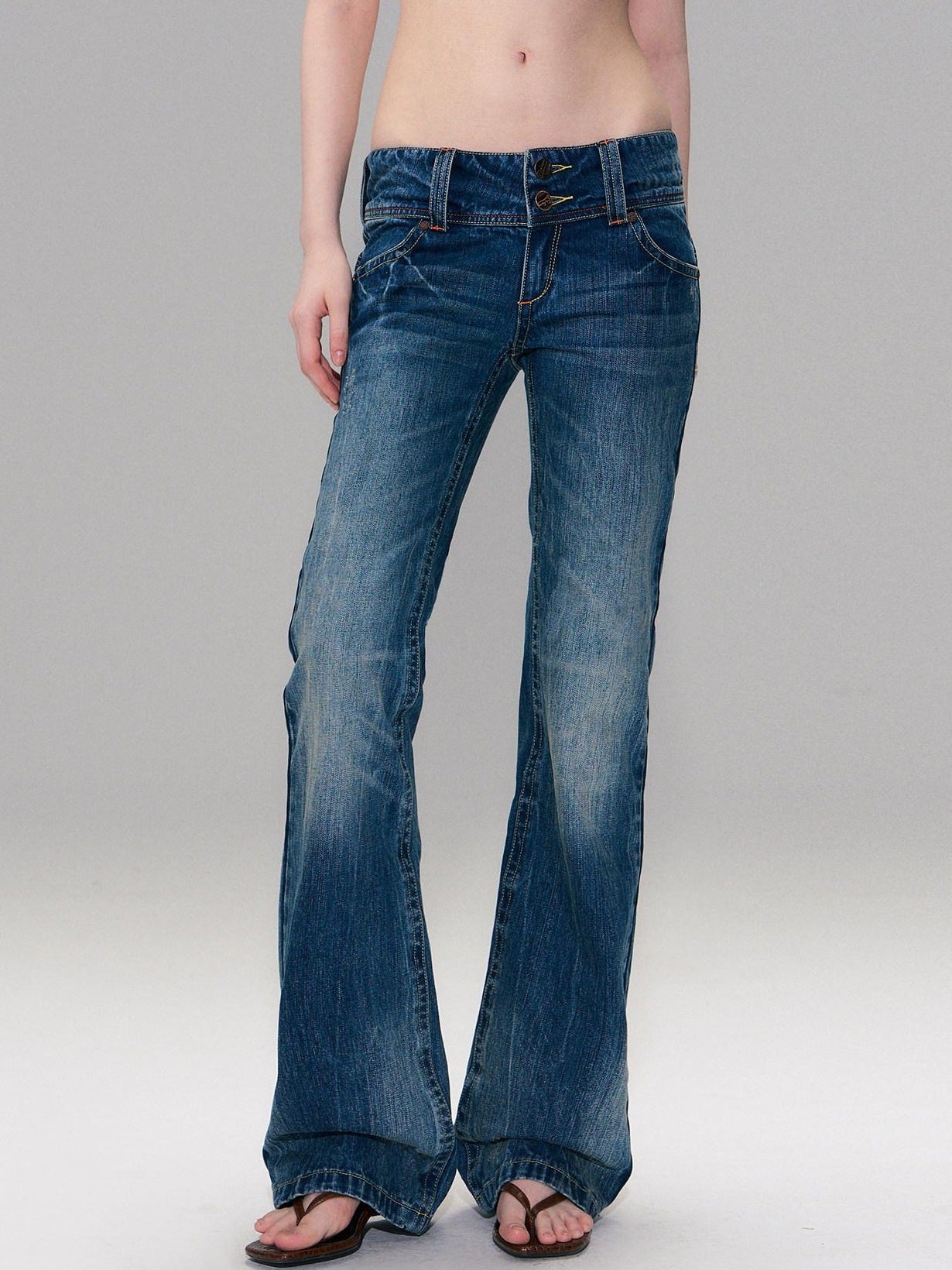 The NeverMore Slight Stretch Low Rise Slim Cotton Casual Women Deep Blue Straight Leg Jeans