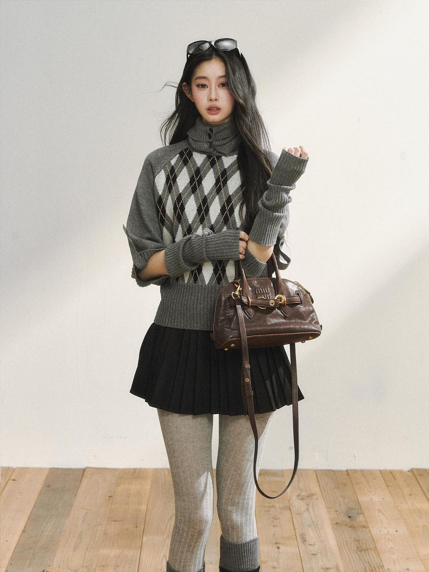 7Shiftin Cozy Vintage Slim Fit Turtleneck Pullover Women Plaid Knitwear Tops Sweaters