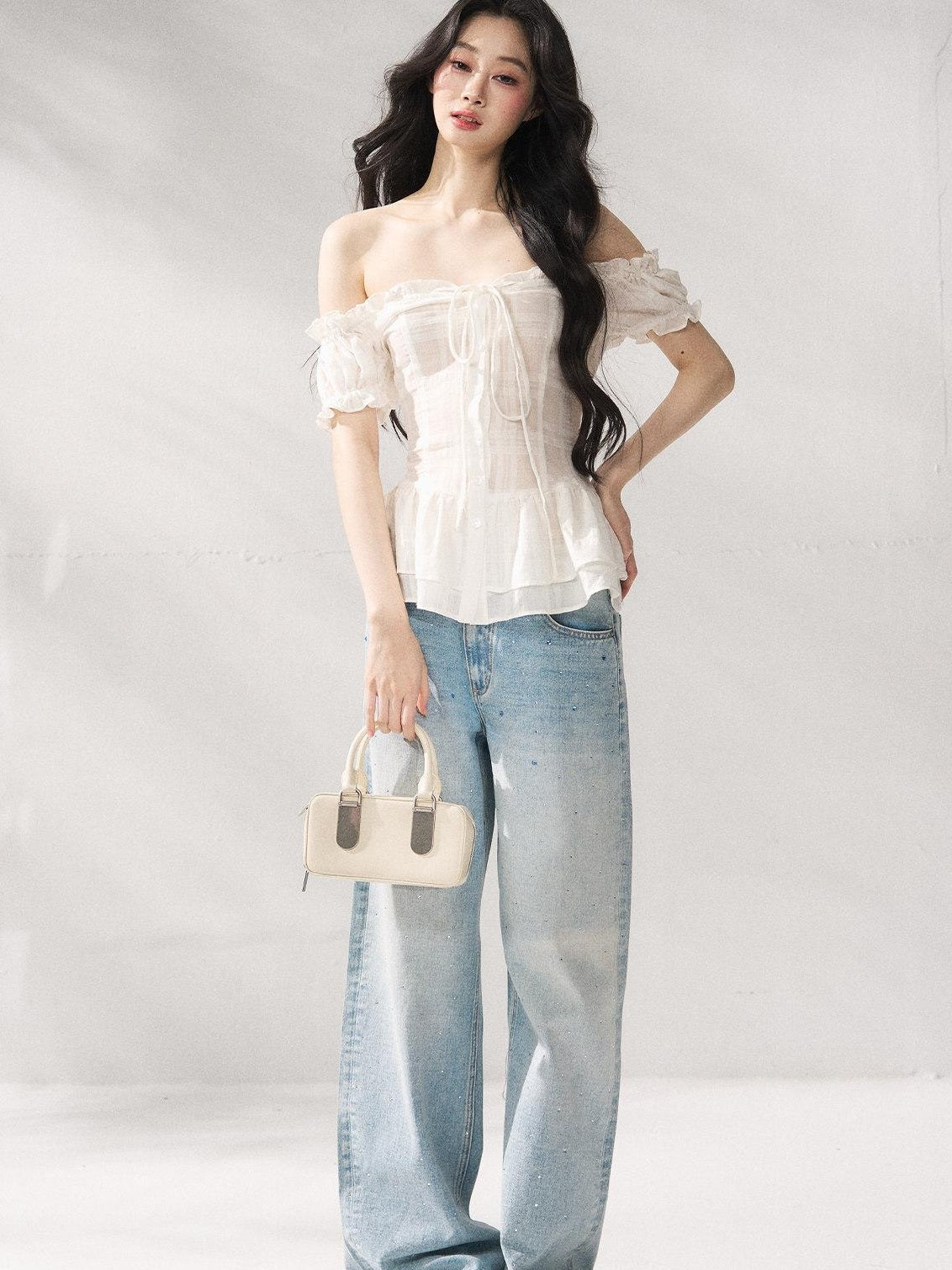 7Shiftin Cooling Breathable Light Waist Slim Women Cotton Tee Off Shoulder Crop Tops