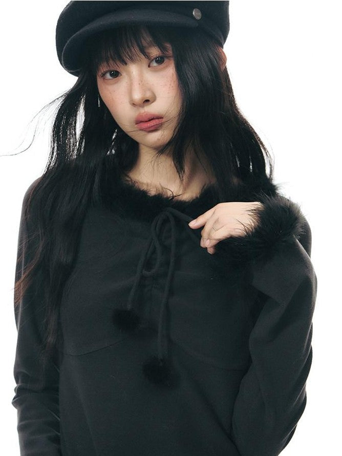 NAPSNAPS Deep Gray White Fuzzy Splice Women&