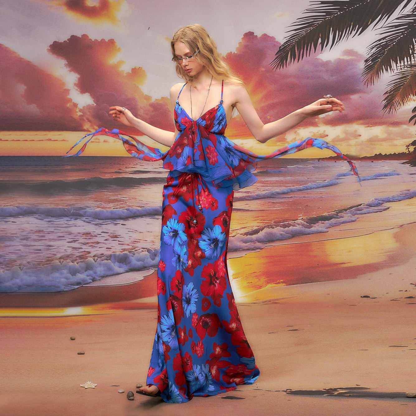 The_NeverMore_Chic_Floral_Two_Piece_Sexy_Spaghetti_Strap_Blue_Polyester_Women_Maxi_Dresses_MISSTT