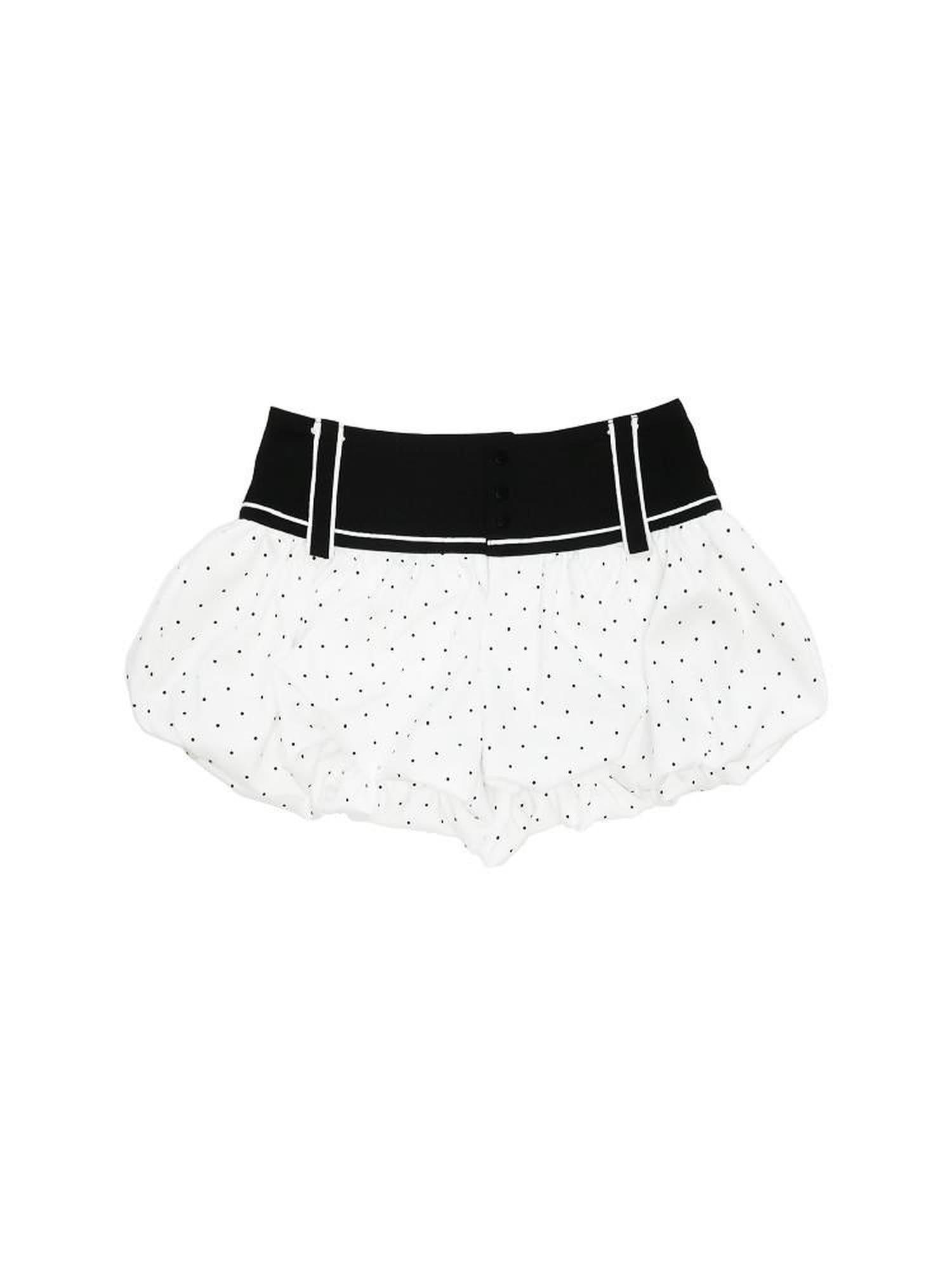 nit alcove Lined Pleated Low Rise Bubble Hem Relaxed Fit Casual White Woven Mini Shorts