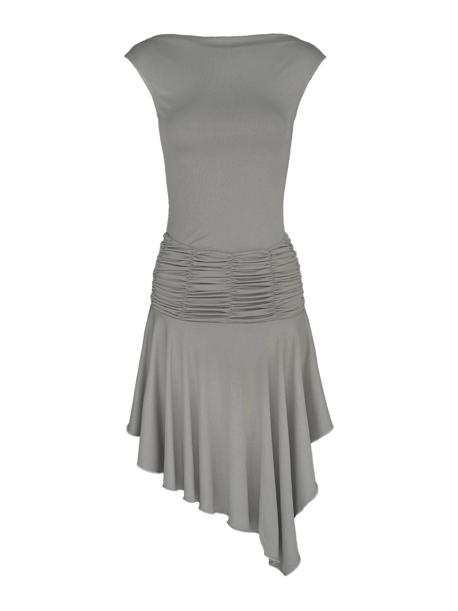 2025 Summer Cool Asymmetrical Ruffle Midi Dress