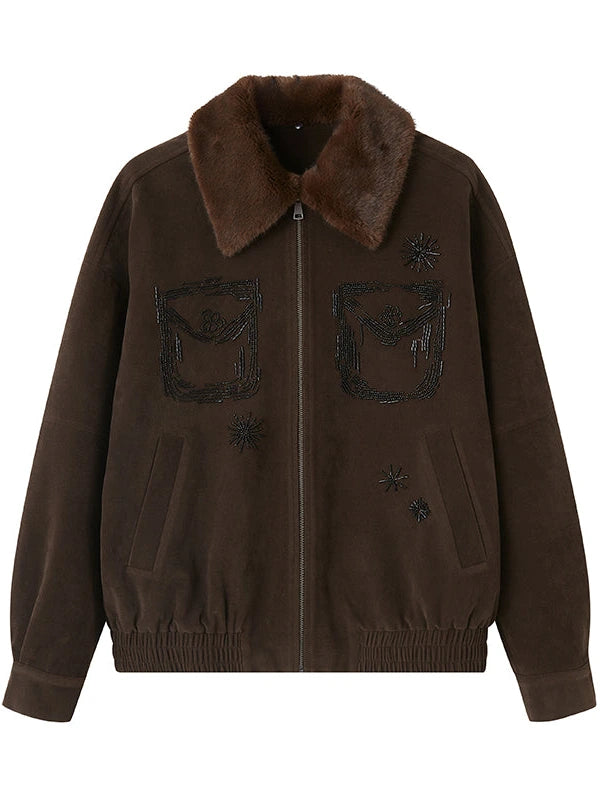 Vintage Beaded Collar Short Coat