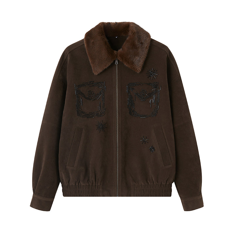 DIDDI MODA Vintage Beaded Collar Short Coat