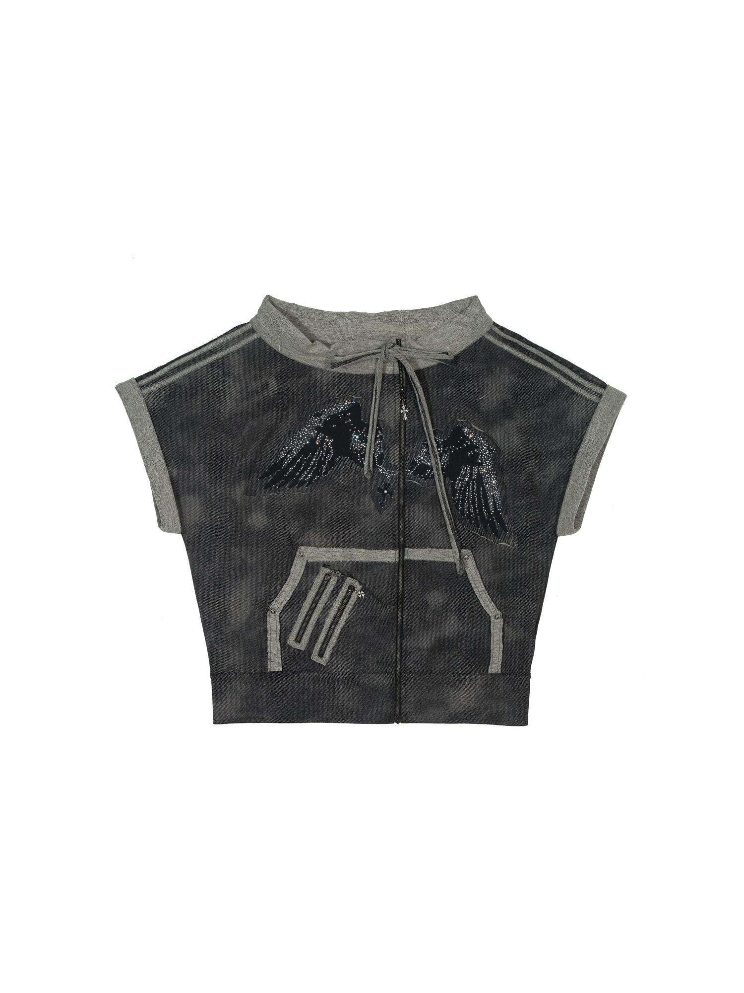 ARIADNAw Ariadna Punk Print Loose Knit Denim Tee