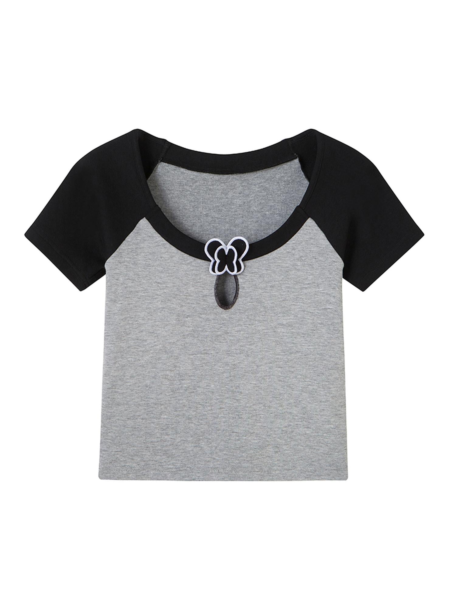 DIDDI MODA Butterfly Cutout Crop Top