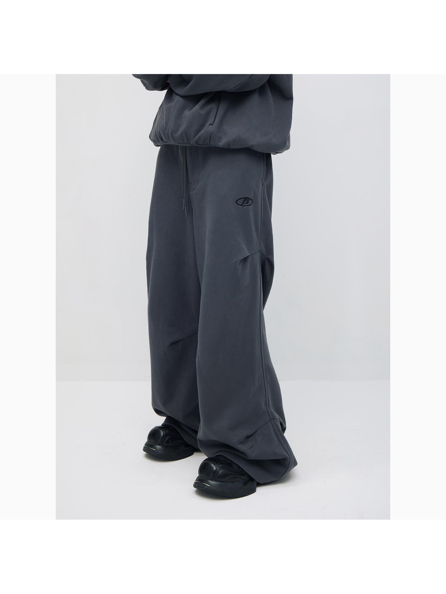 Peoplesense Contour Wide Cotton Hoodie Jogger Set Grey Embroidery