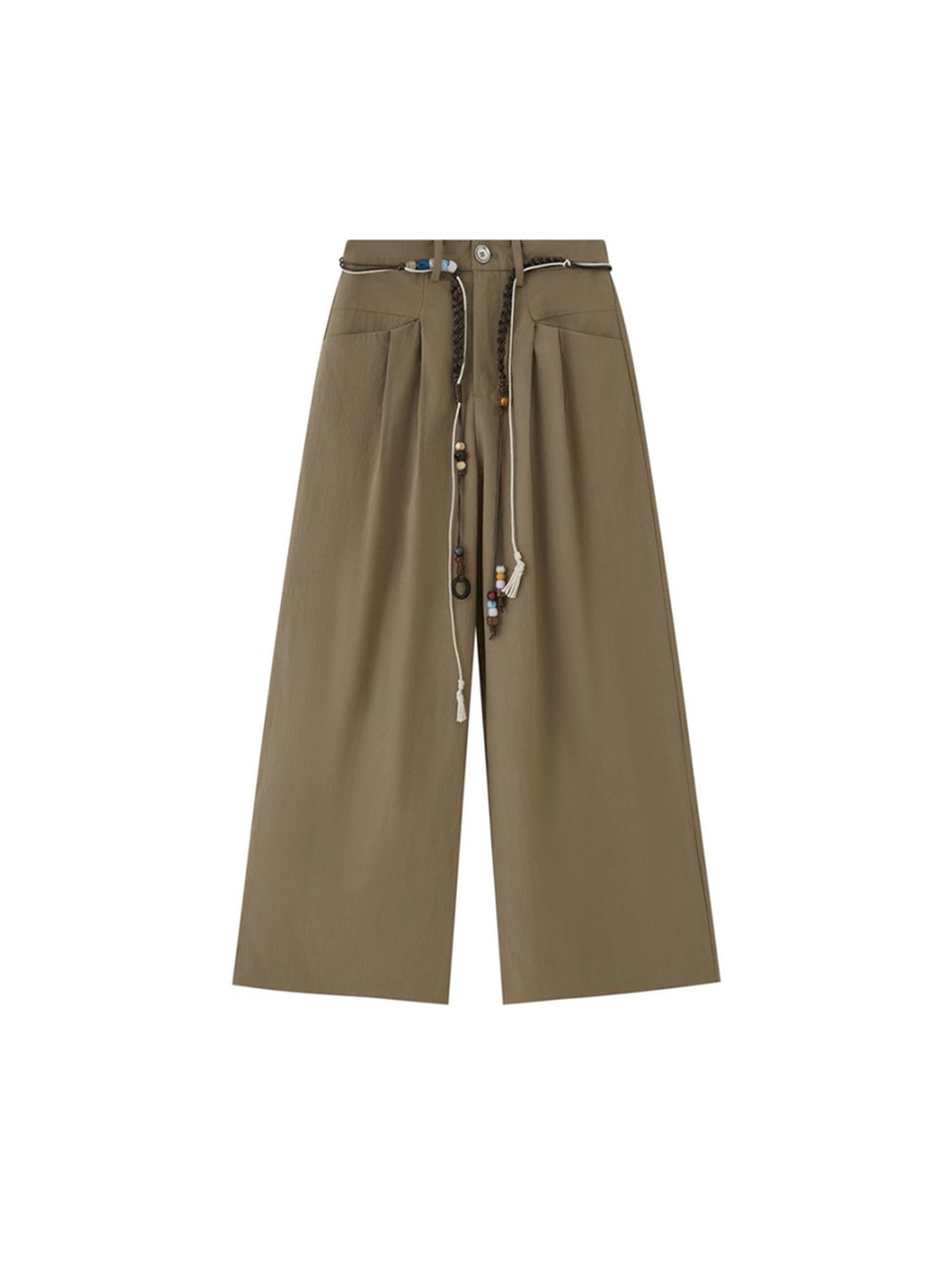 DIDDI MODA Funny Puppy Print Loose Cotton Tee Beaded Wide Leg Pants Set