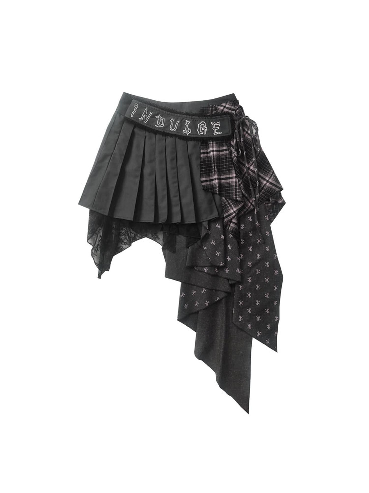 WSW WUSHENWU Deconstructed Romance Plaid Asymmetrical Skirt