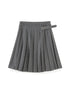 DIDDI MODA Elegant Pleated Skirt With Floral Hem A Line Silhouette